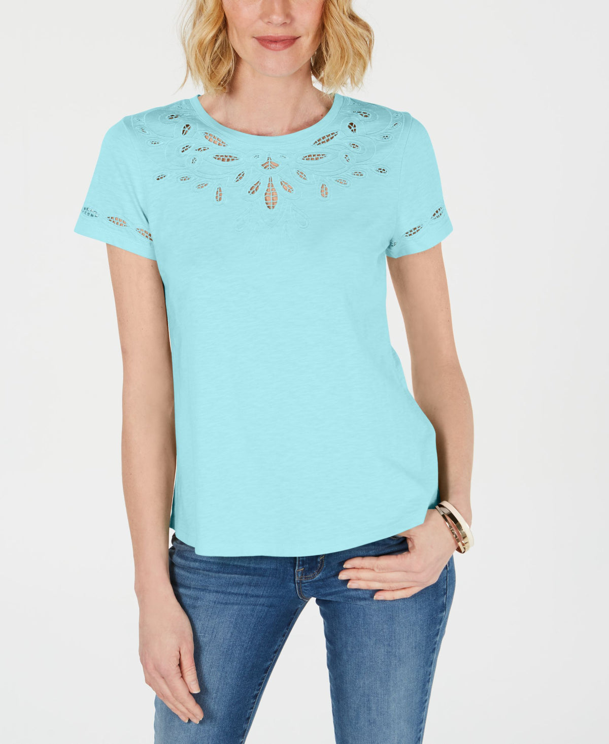 Cutout Cotton T-Shirt