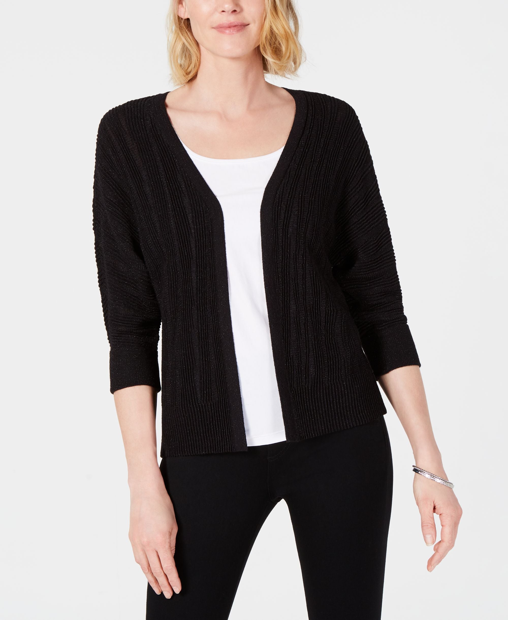 JM Collection Metallic Dolman Sleeve Cardigan