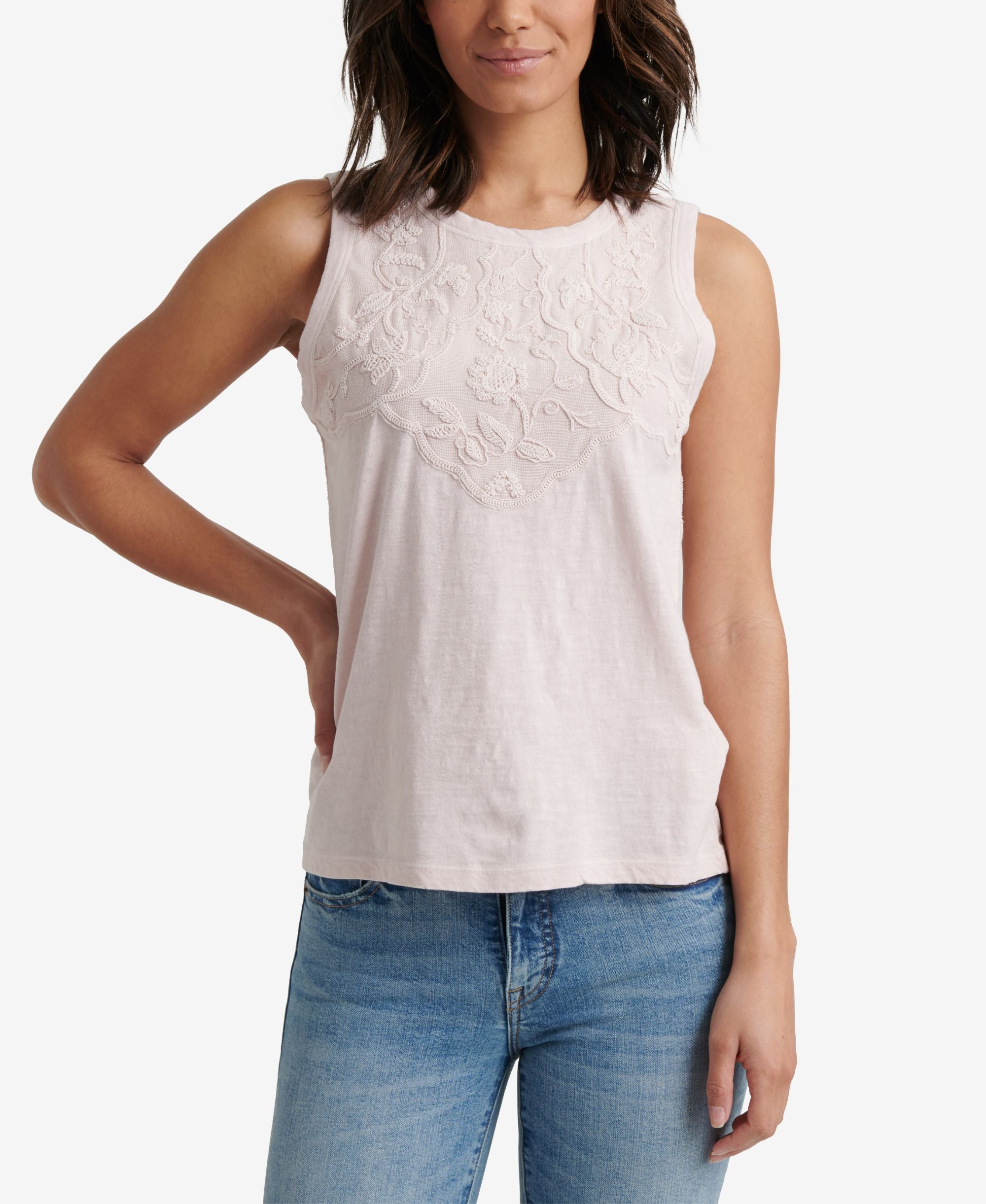 Lucky Brand Cotton Applique Tank Top