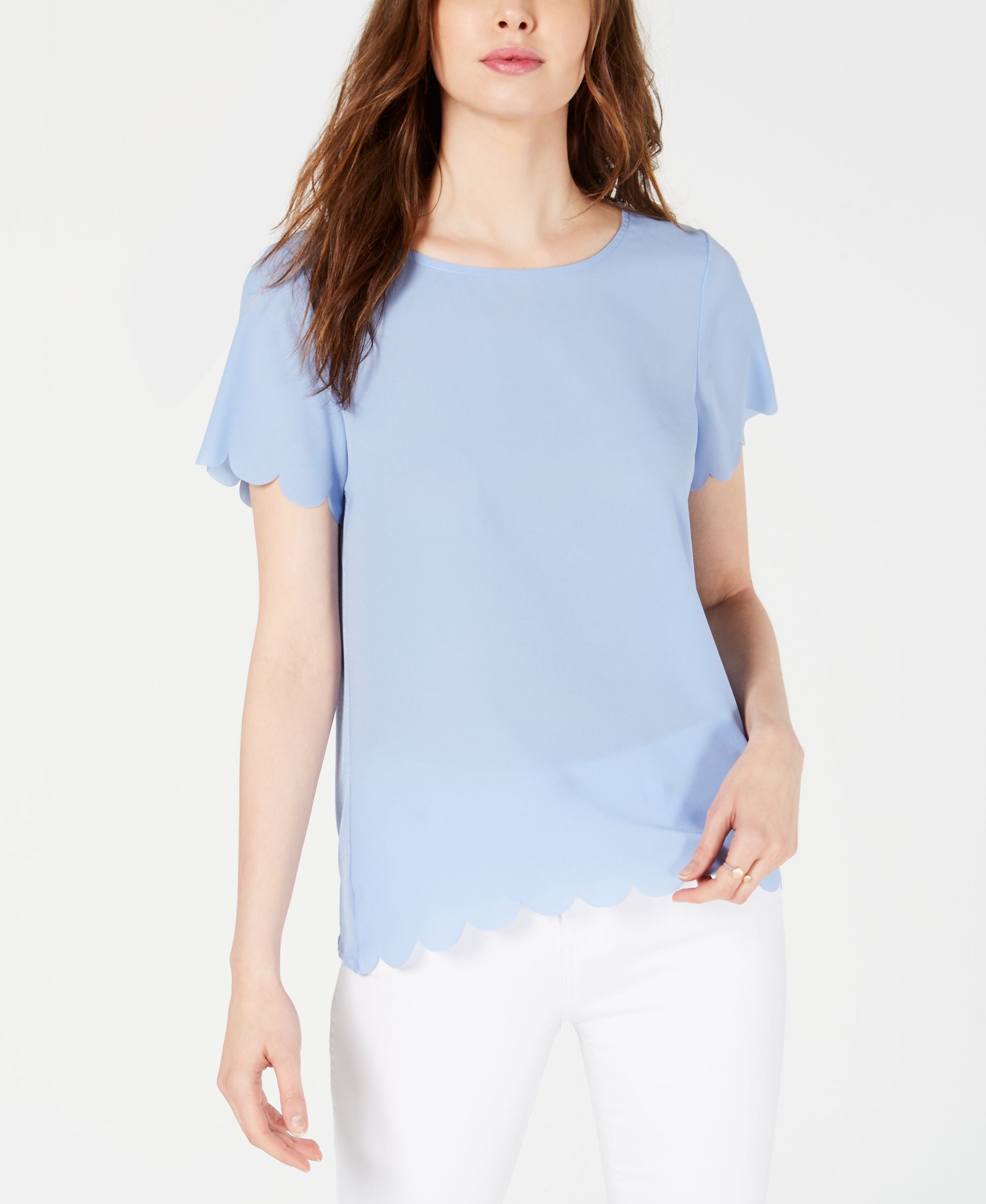 French Connection Scalloped Crepe Top