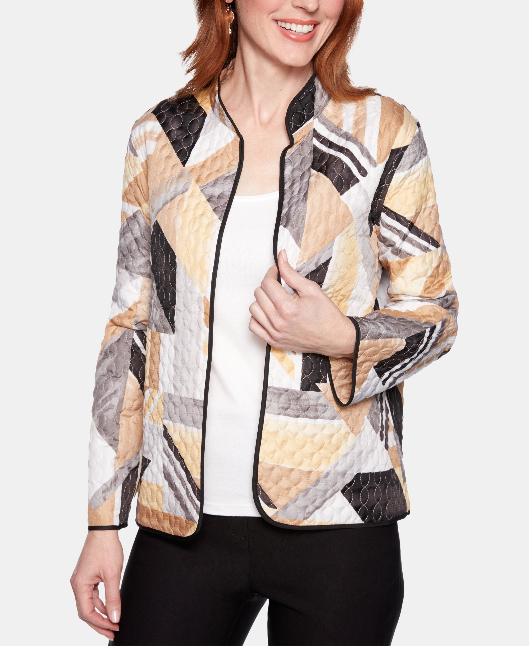 Petite Classic Printed Open-Front Jacket