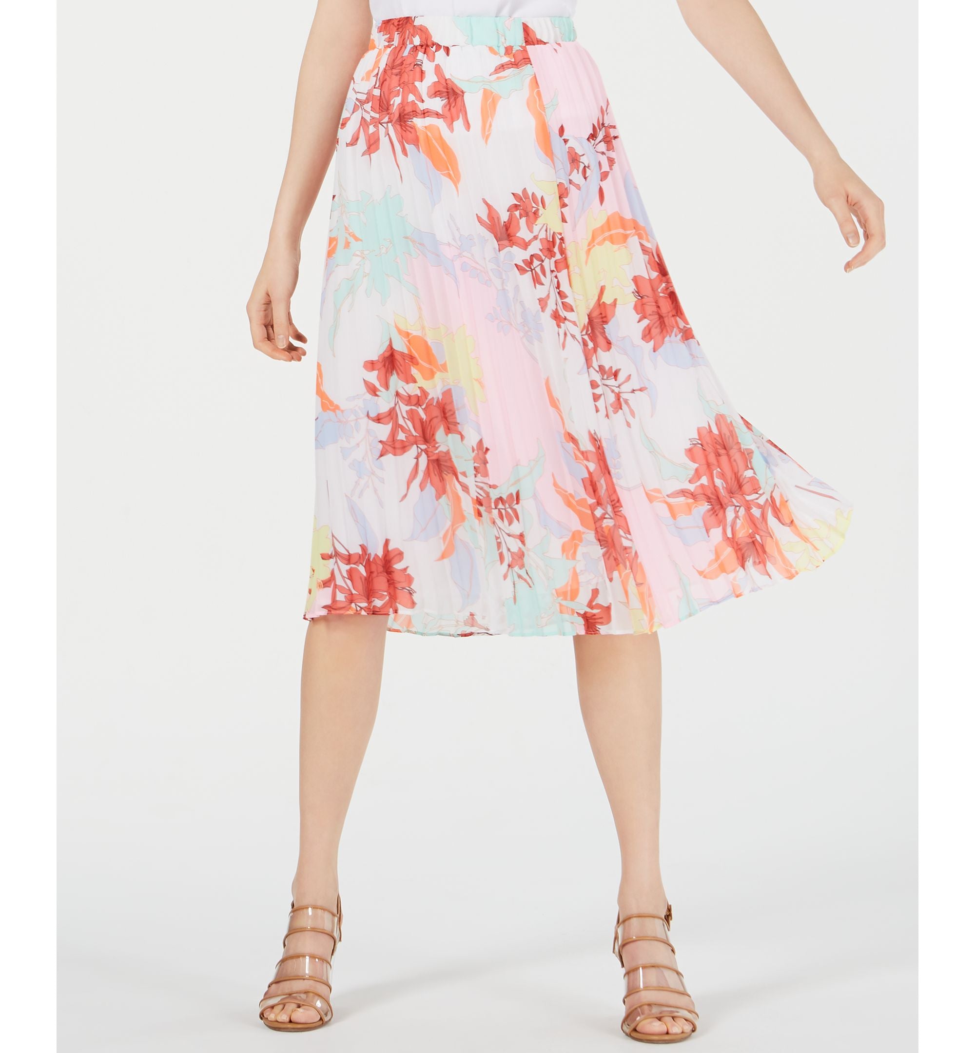 Floral-Print Pleated Skirt