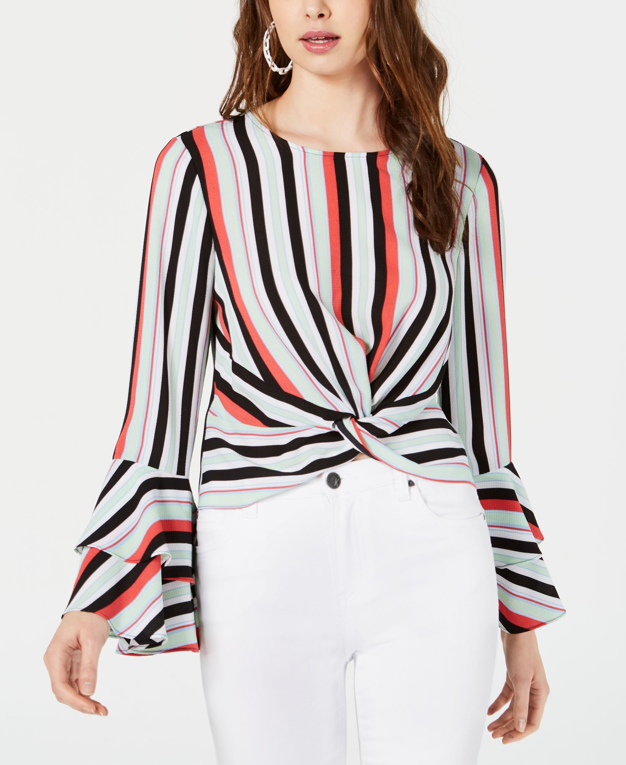 Striped Flared-Sleeve Top