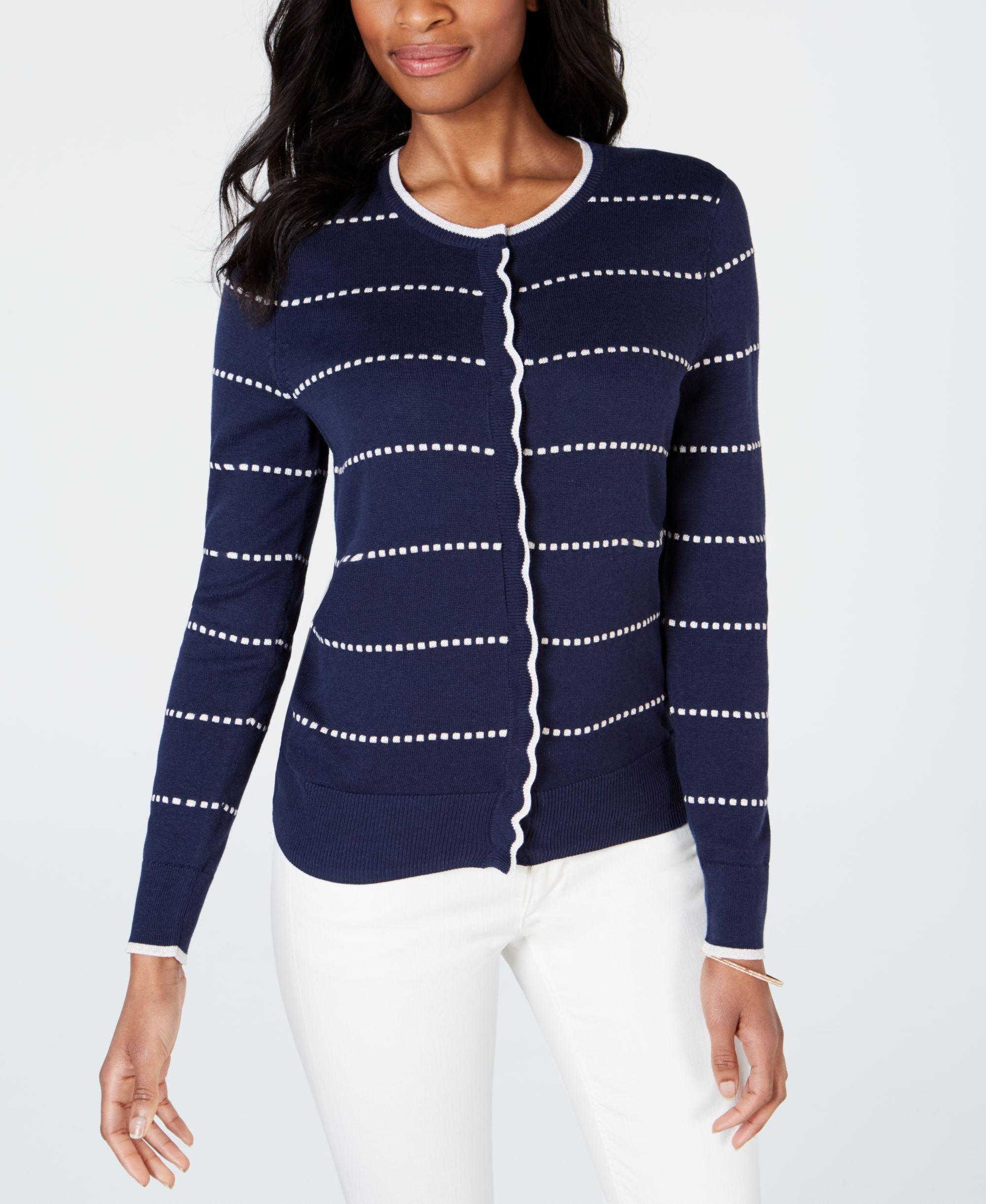 Charter Club Petite Dash Stripe Cardigan