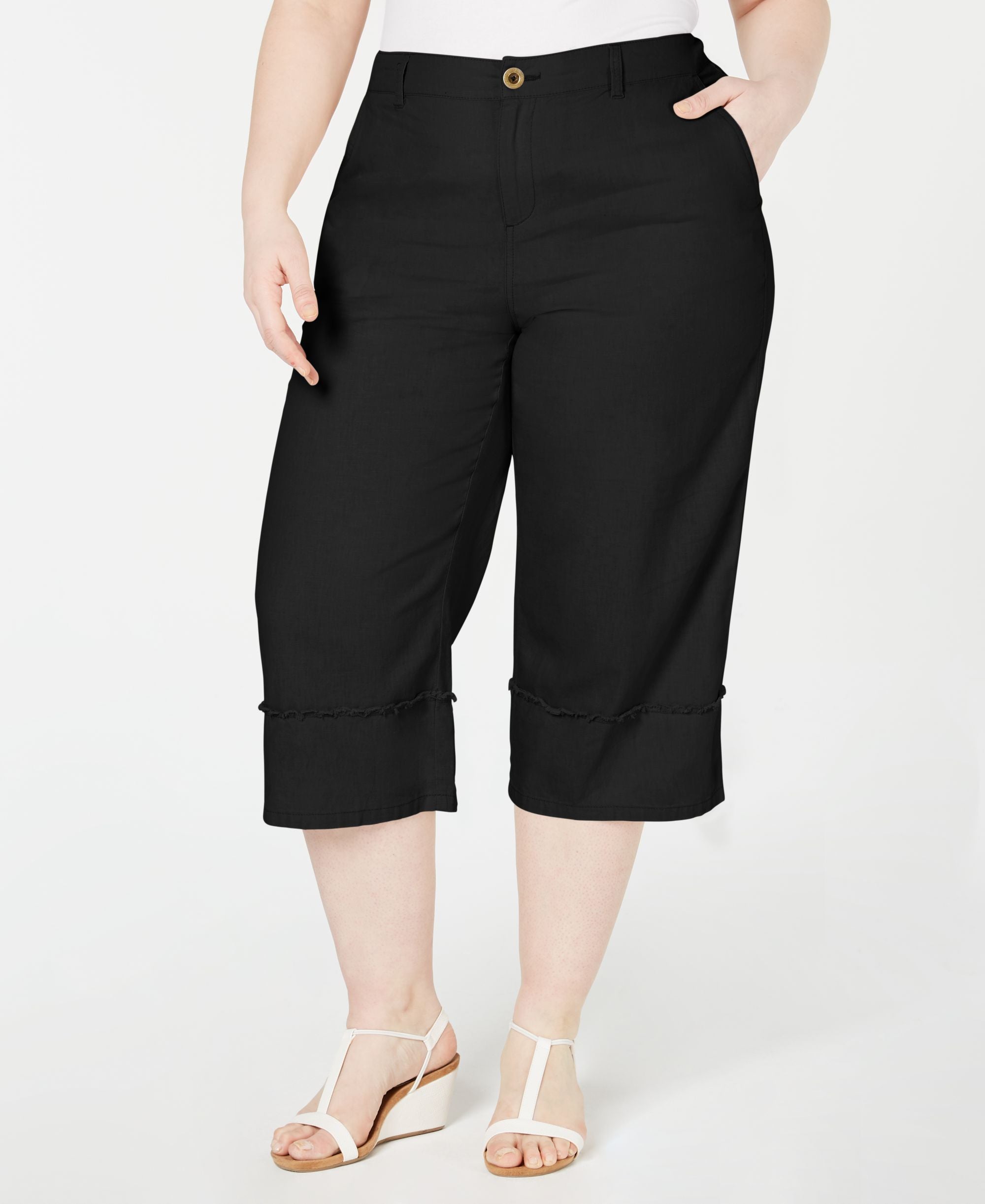 Style & Co Plus Size Frayed Trim Capris