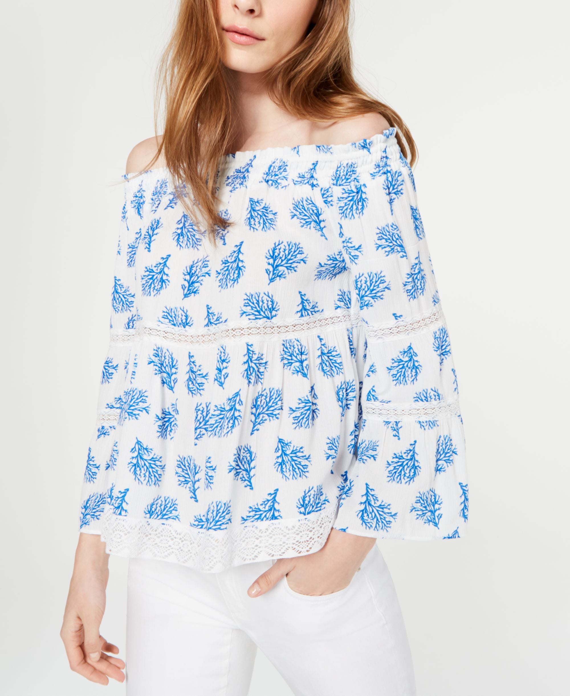 Michael Michael Kors Painted Reef Off The Shoulder Top Sizes