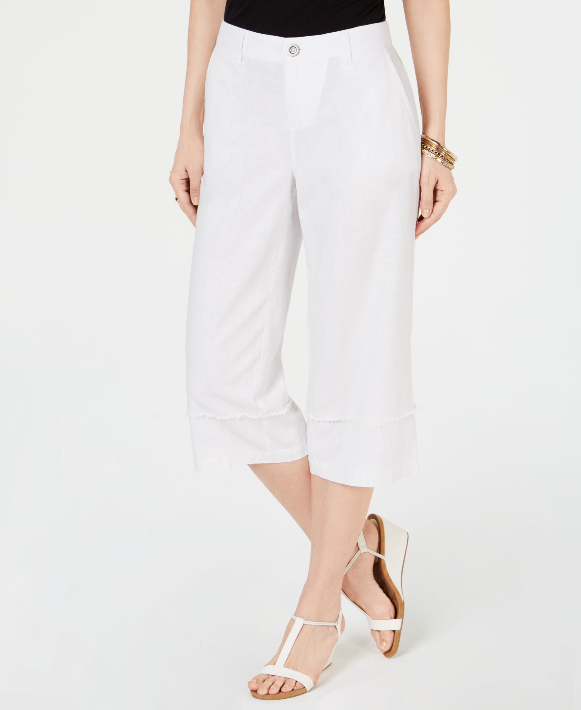 Style & Co Frayed Wide Leg Capri Pants