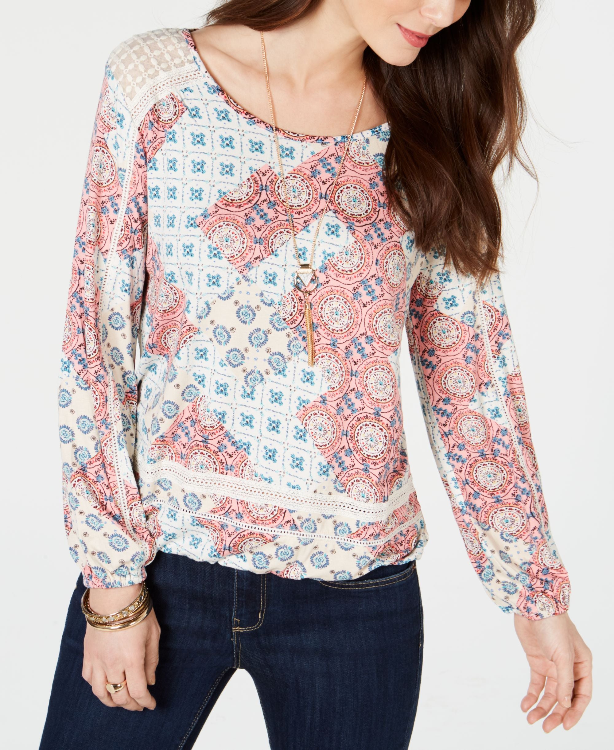 Crochet-Trim Bubble-Hem Top