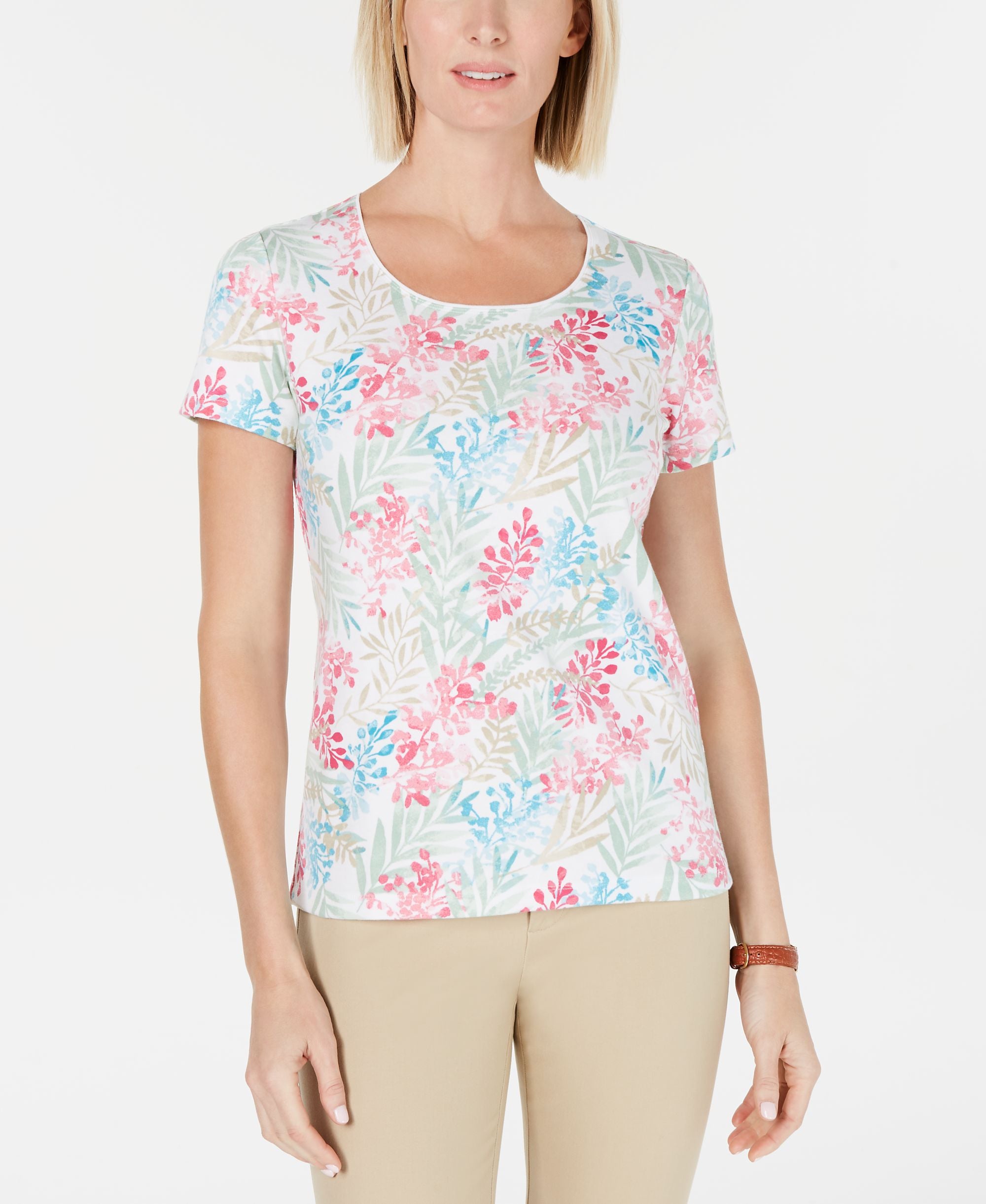 Karen Scott Petite Floral Print T-Shirt