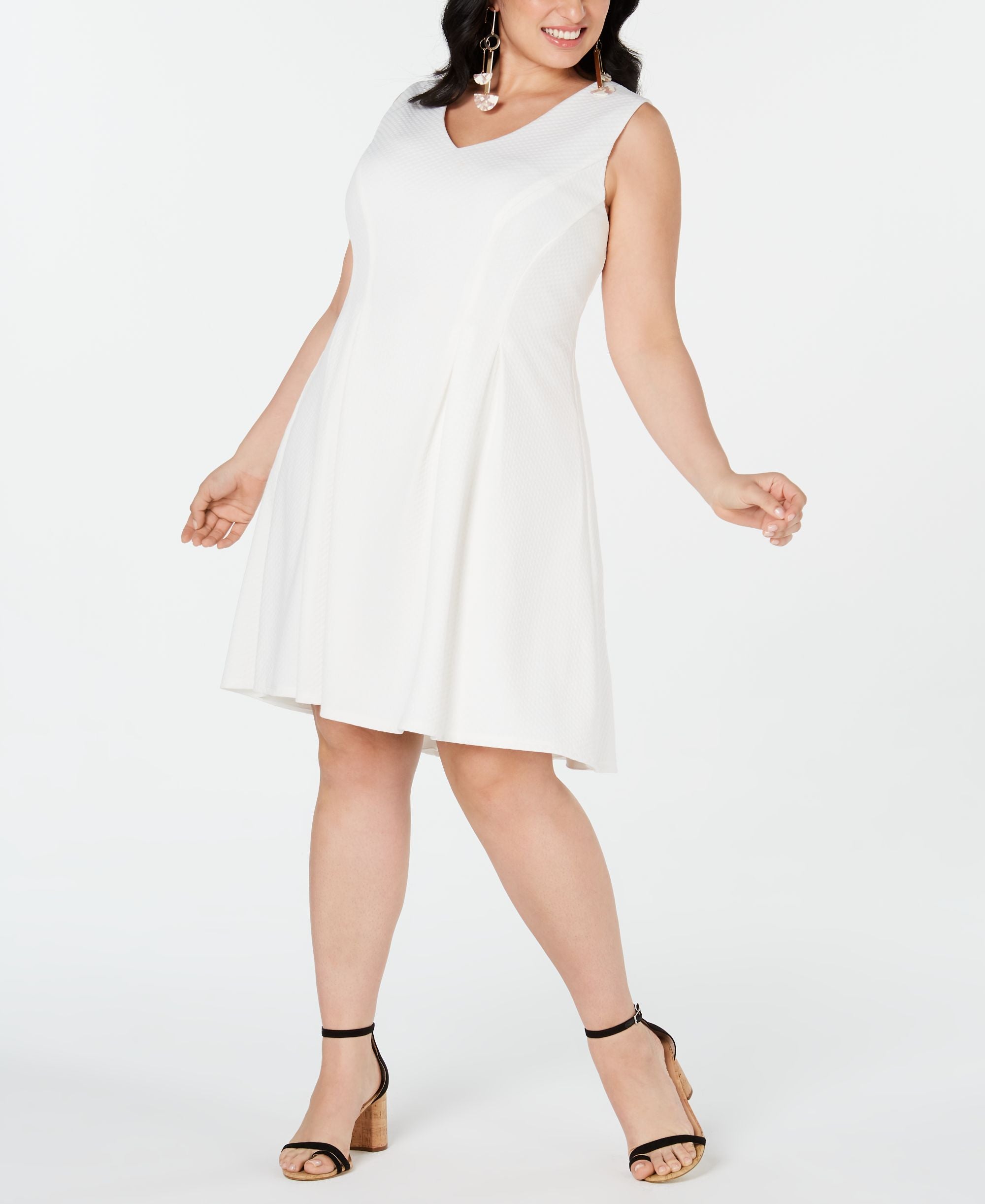 Plus Size V-Neck Fit & Flare Dress