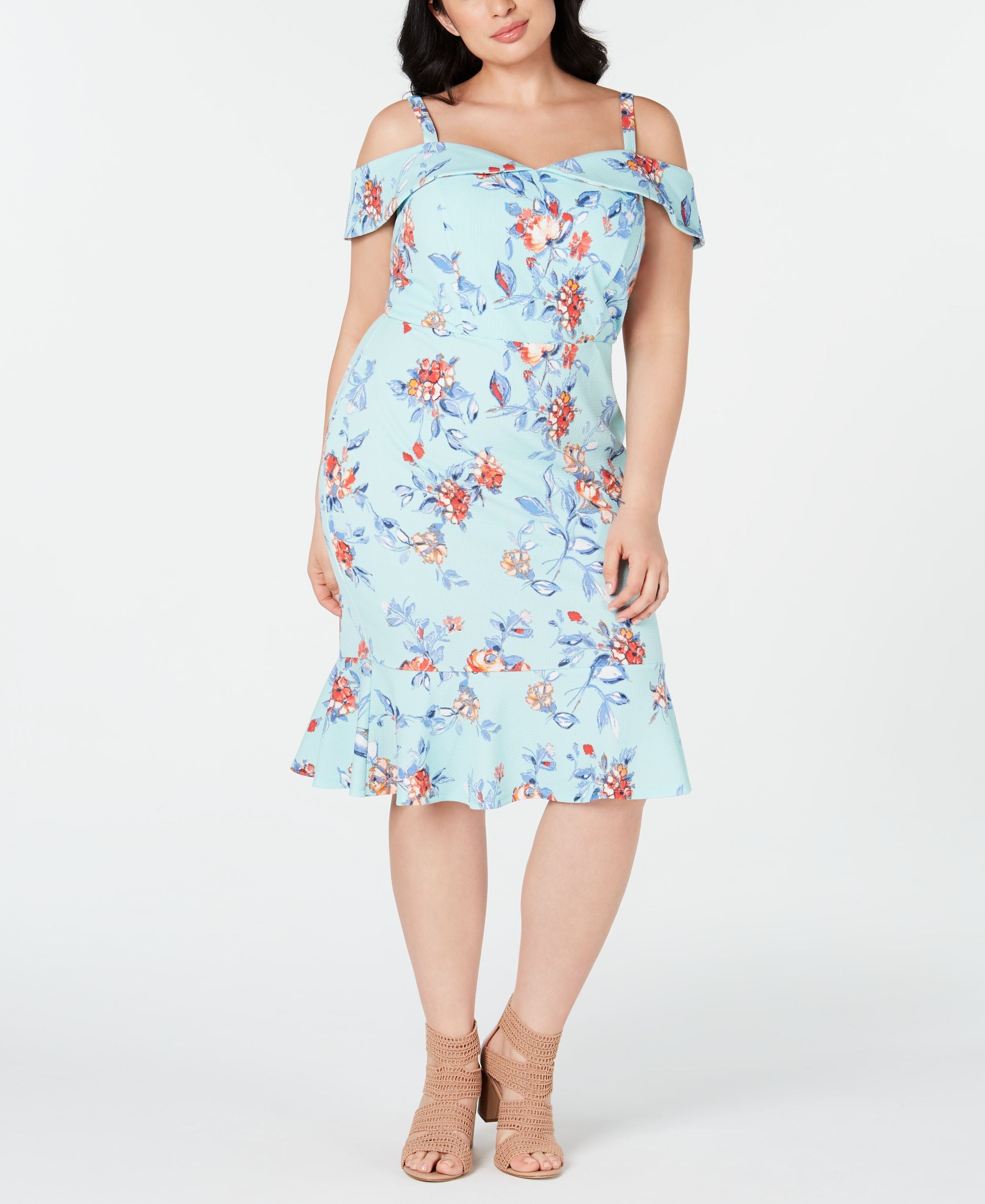 Love Squared Trendy Plus Size Off The Shoulder Floral Dress