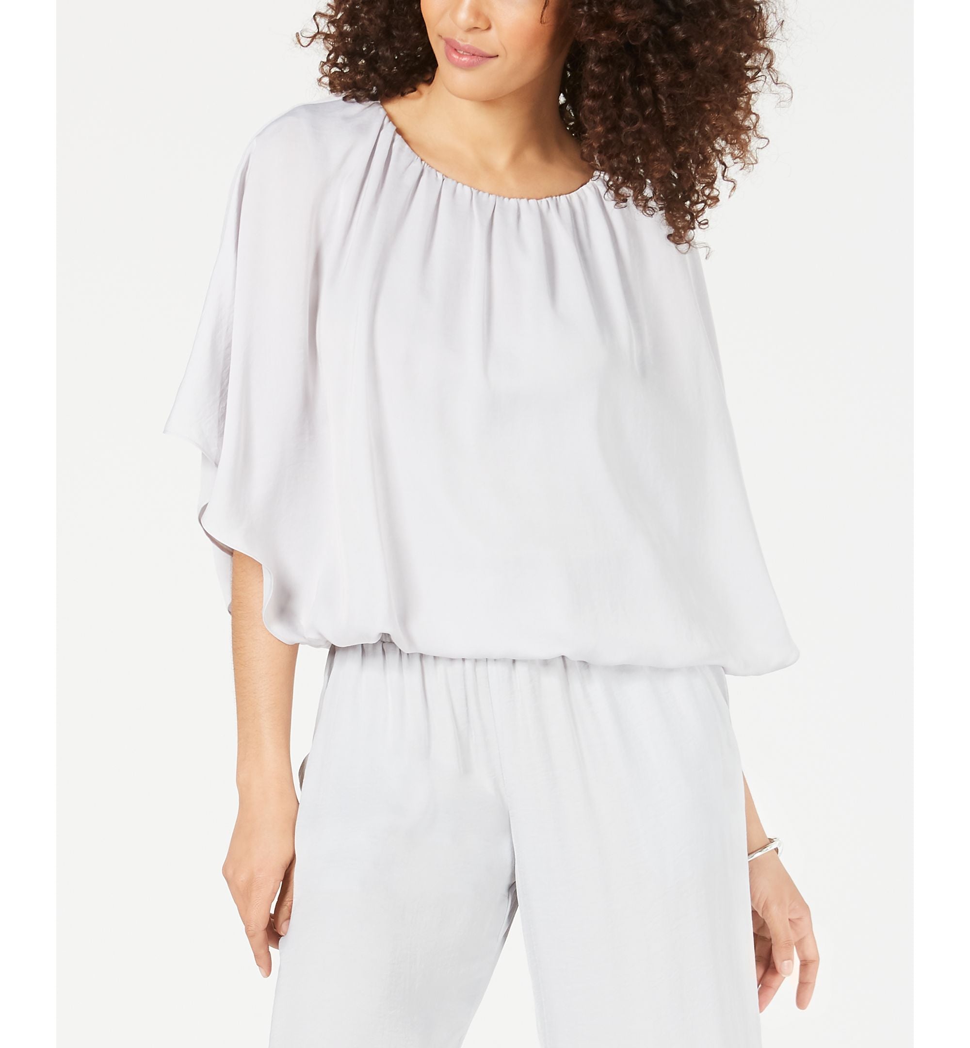 Petite Satin Bubble-Hem Top