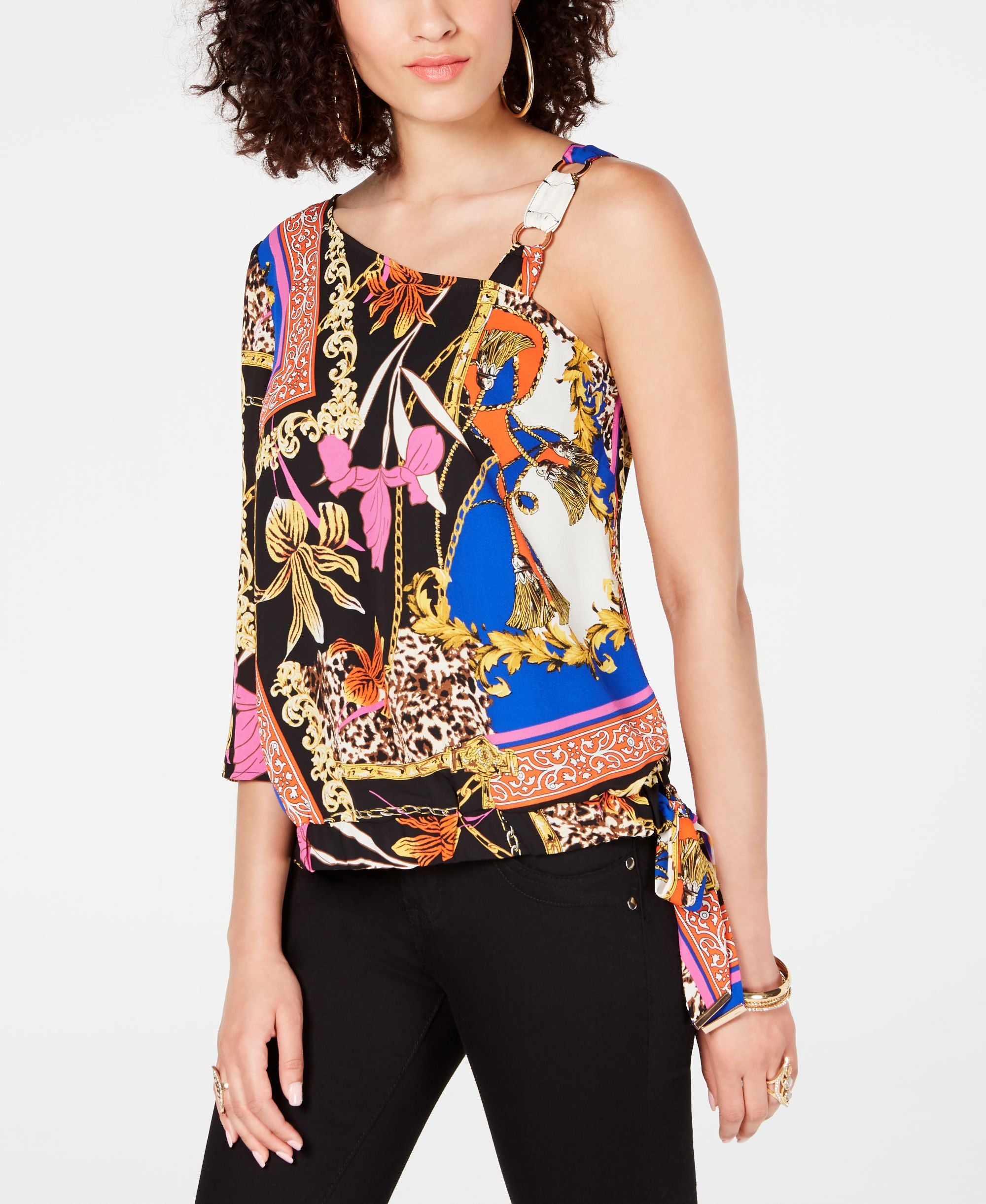 One-Shoulder Tie-Hem Top