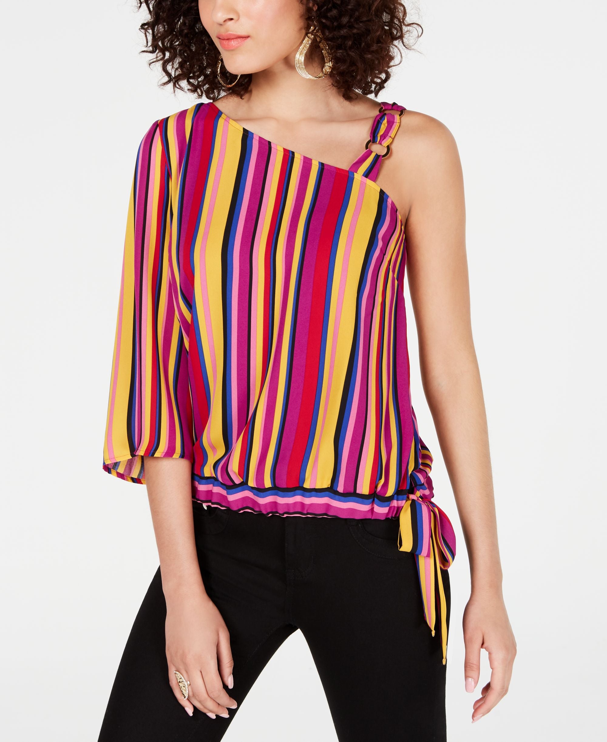 One-Shoulder Tie-Hem Top