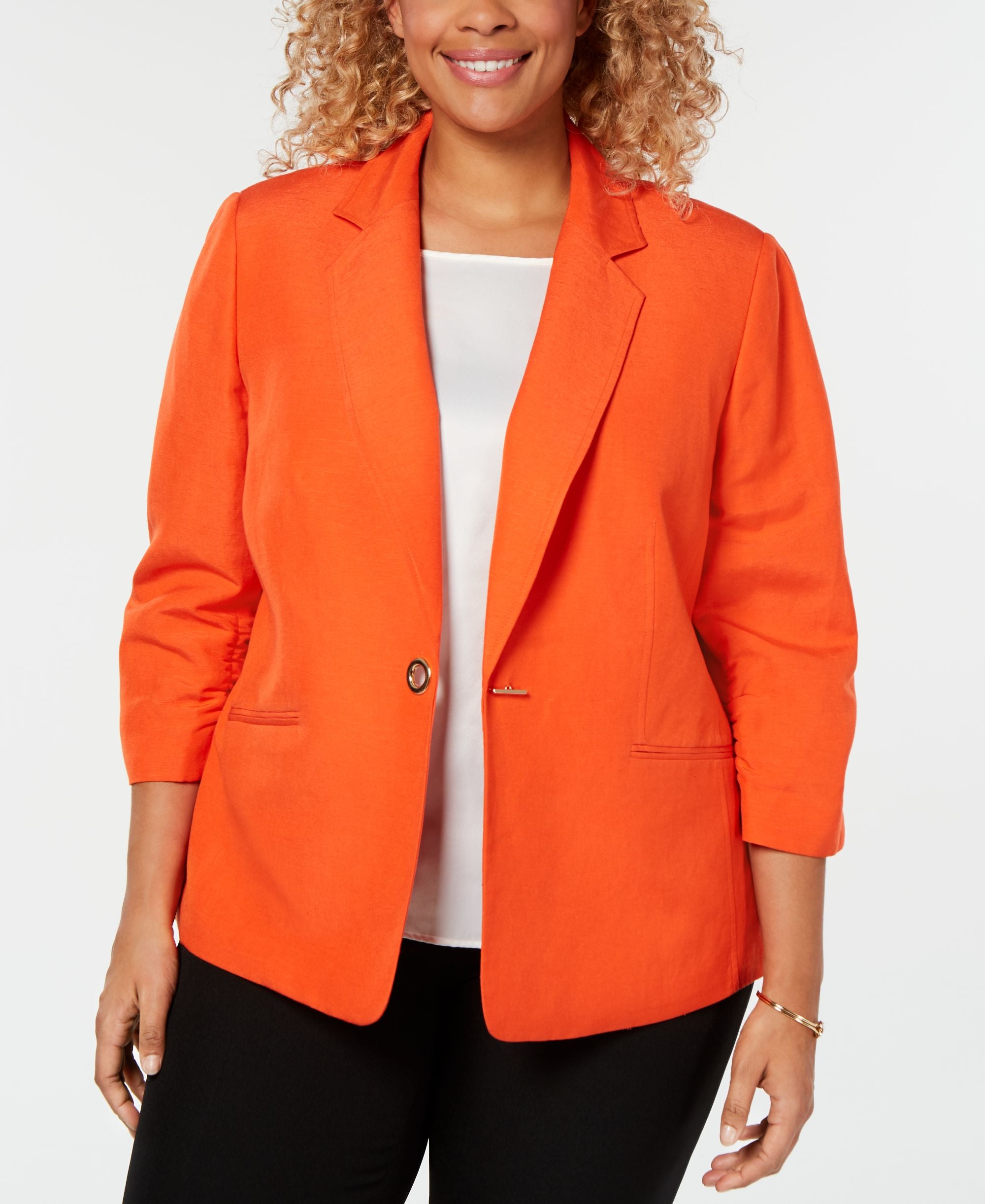Kasper Plus Size Hardware Closure Jacket