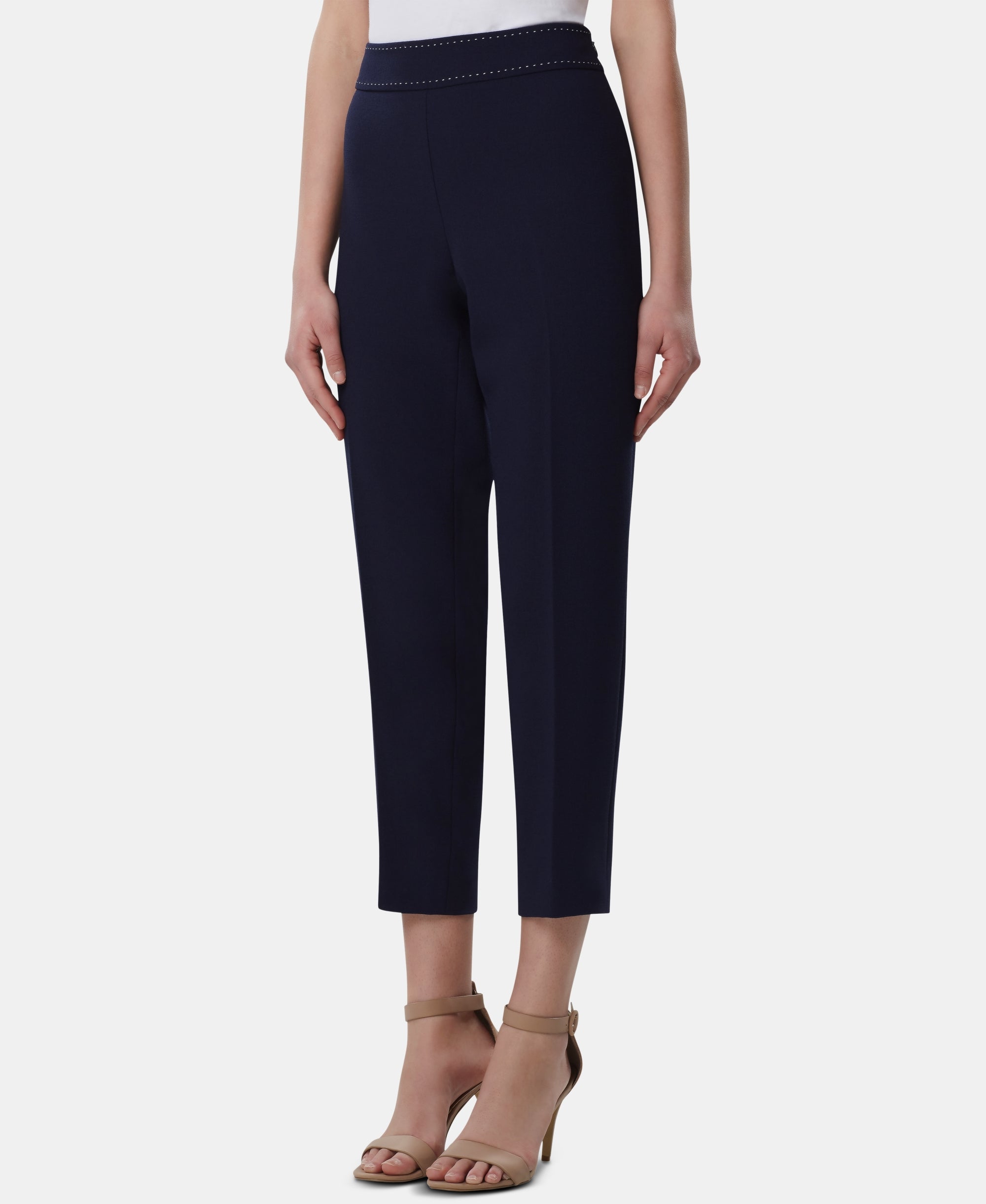Side-Zip Studded Ankle Pants