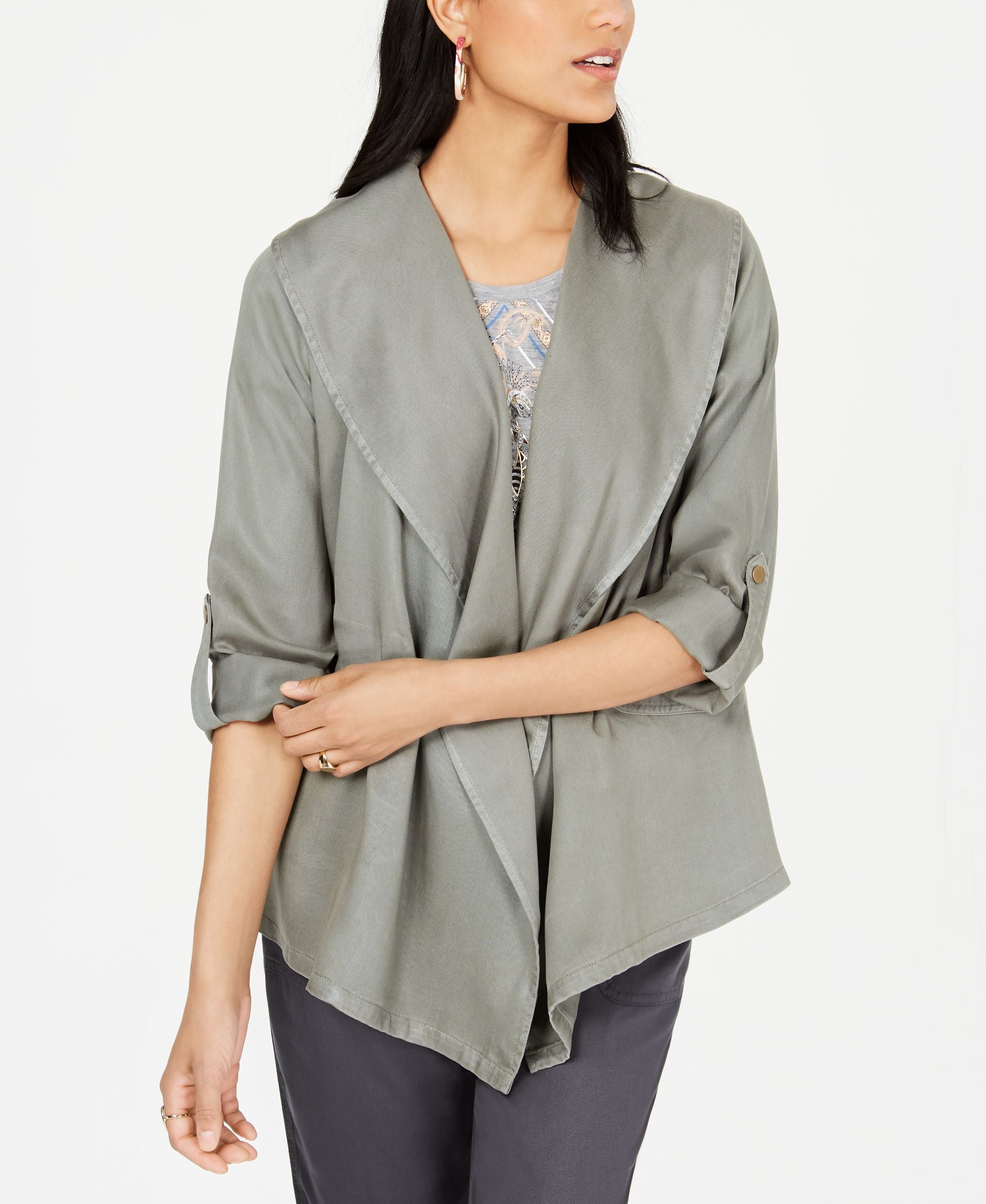 Draped Open-Front Jacket