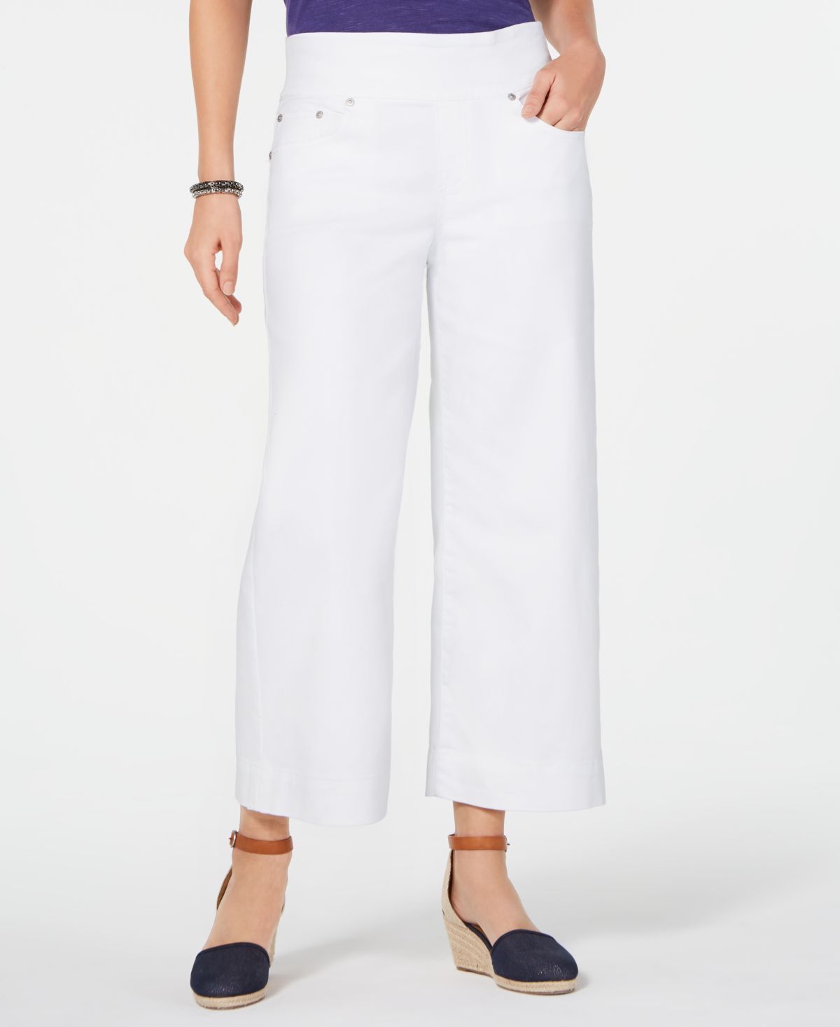 Style & Co Wide Leg Cropped Pull On Jeans