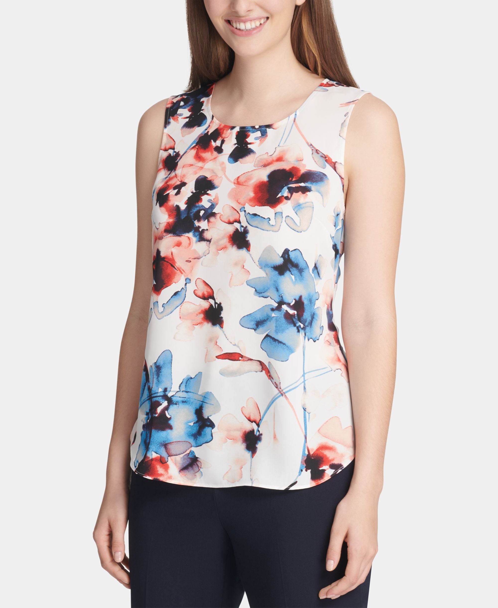 DKNY Sleeveless Printed Blouse