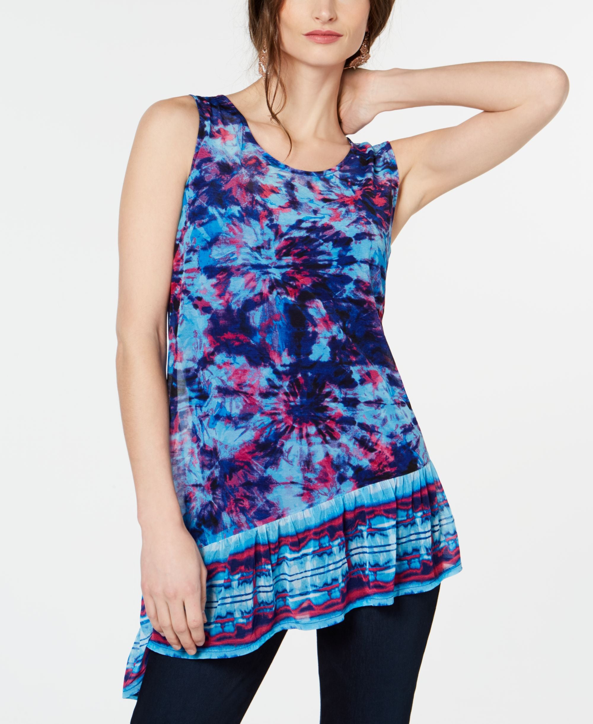 INC Asymmetrical Tie-Dye Tank Top