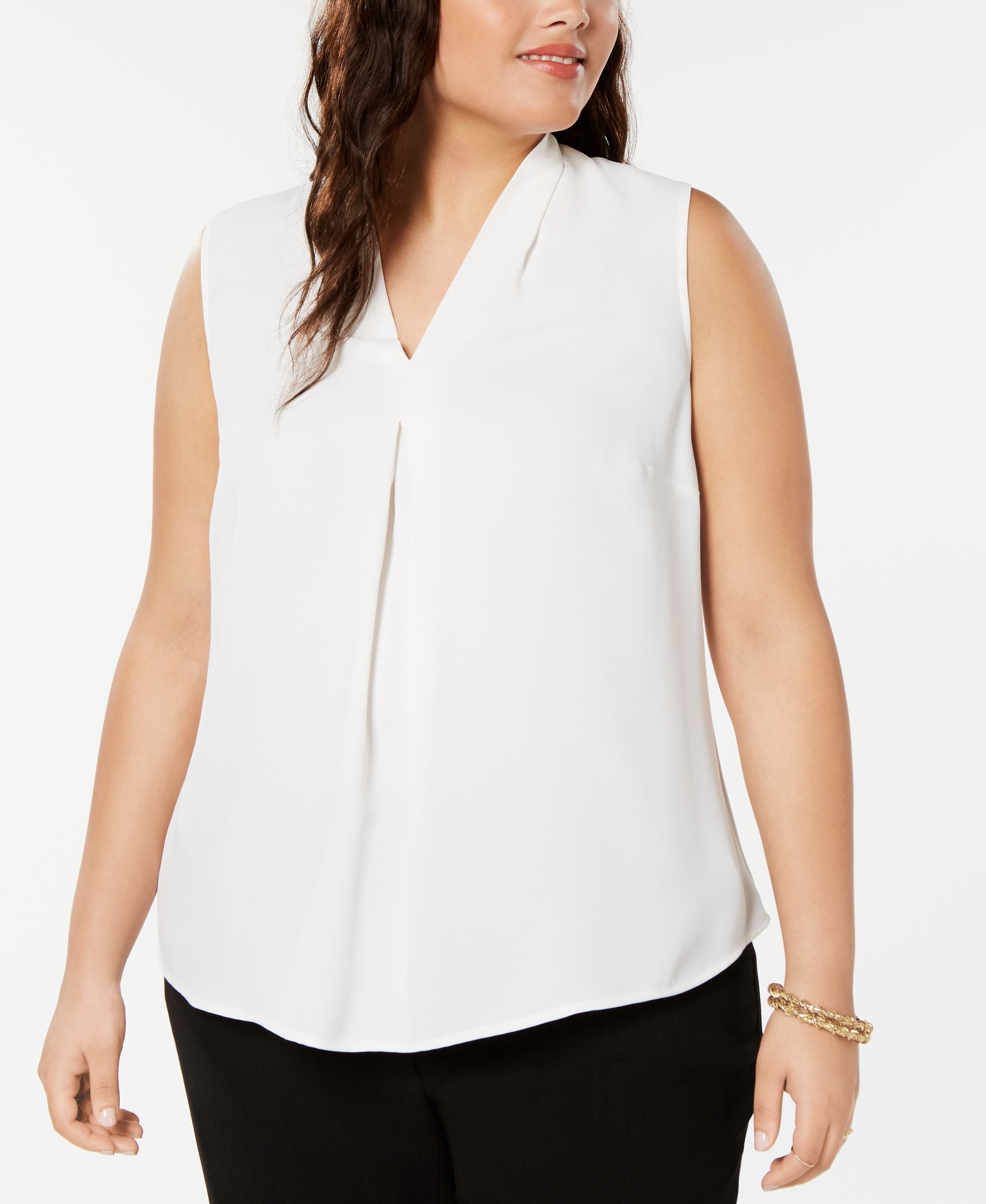 Trendy Plus Size Inverted-Pleat Top