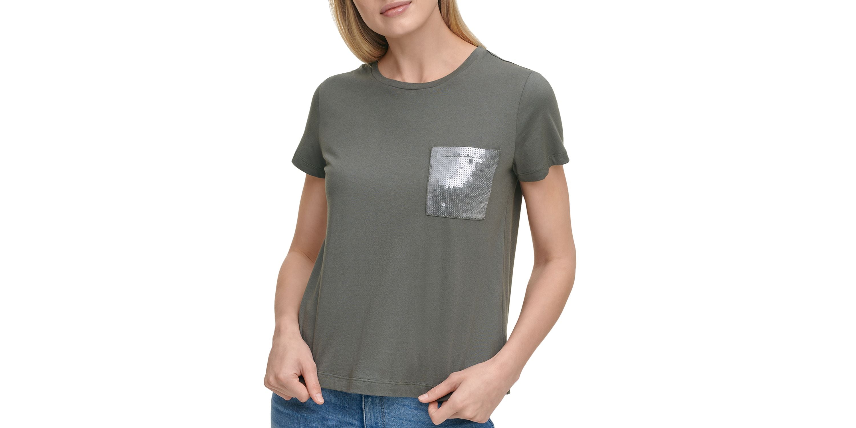 Short Sleeve Sequin Pocket T-Shirt