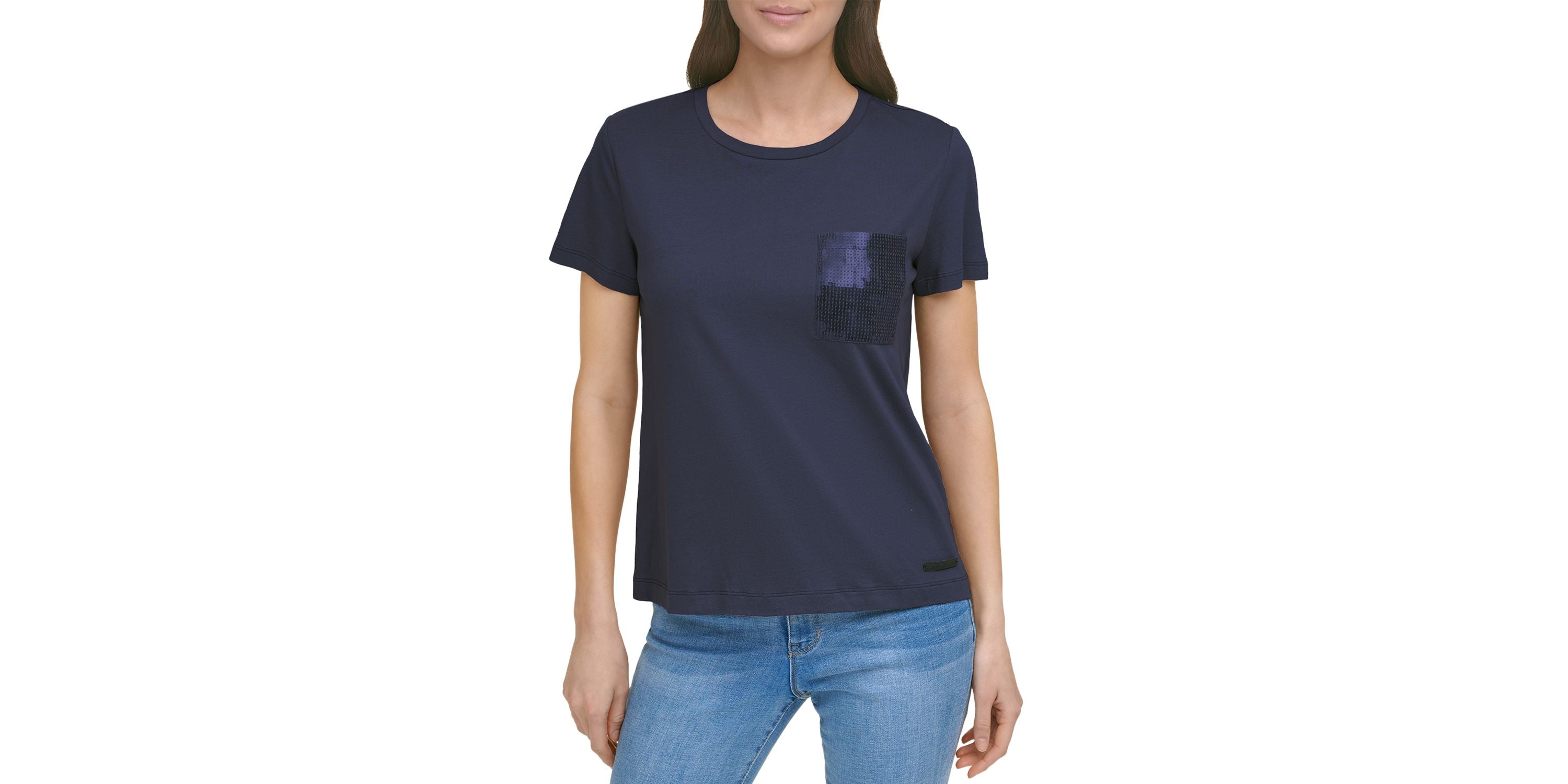 Short Sleeve Sequin Pocket T-Shirt