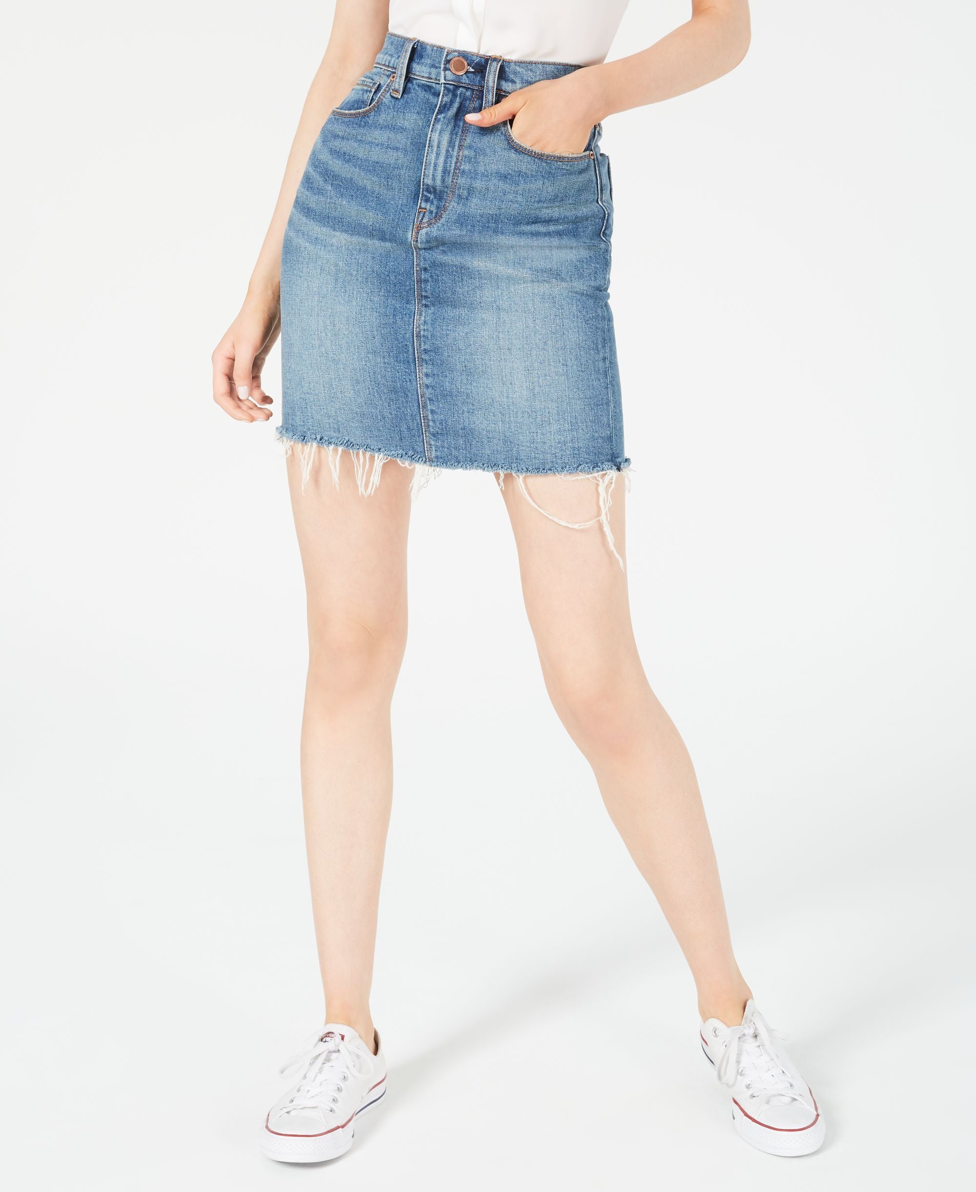 Hudson Jeans Lulu Frayed Denim Skirt