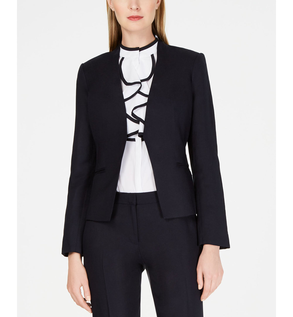Calvin Klein Linen Collarless Open Blazer