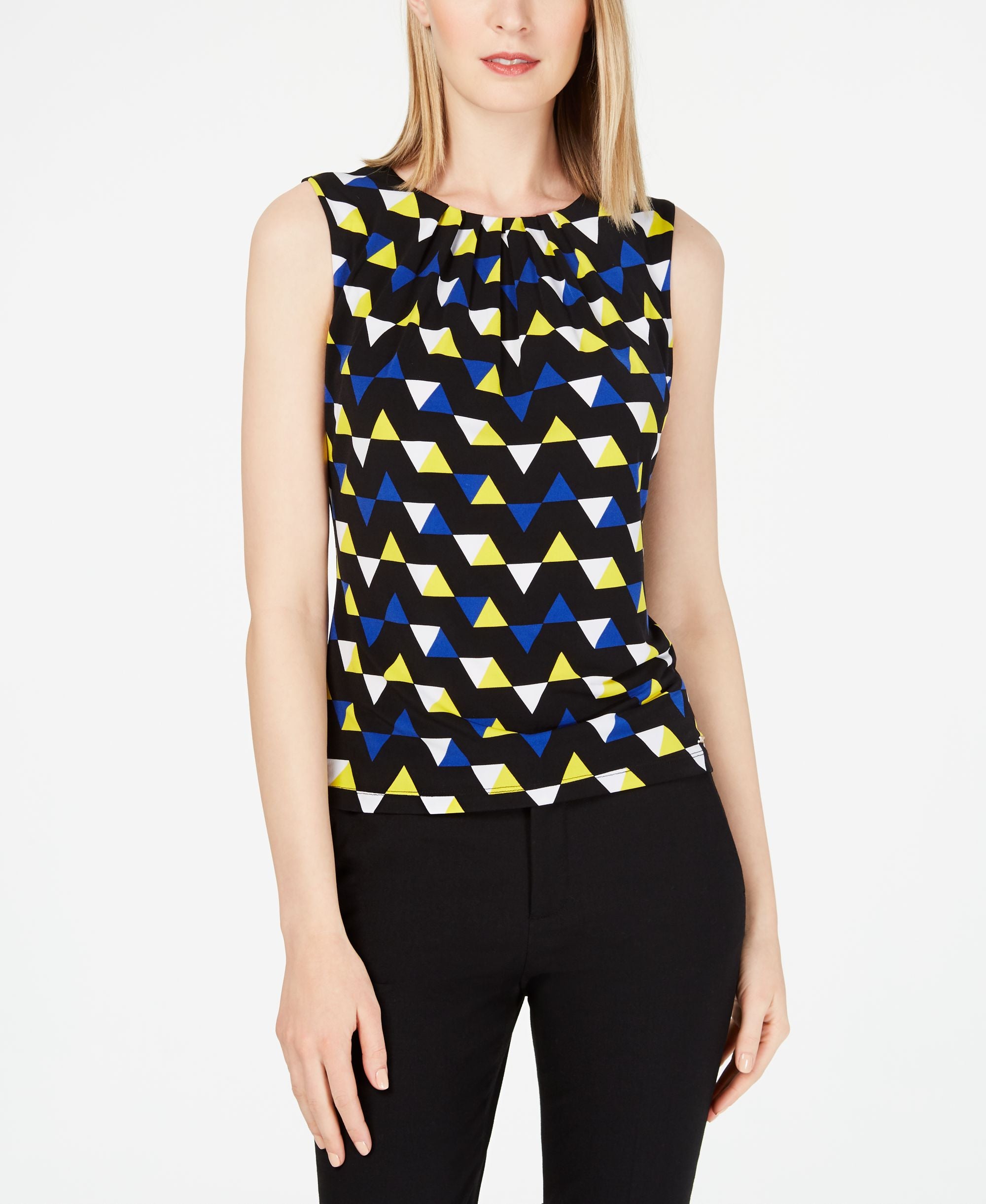 Calvin Klein Sleeveless Pleat Neck Camisole