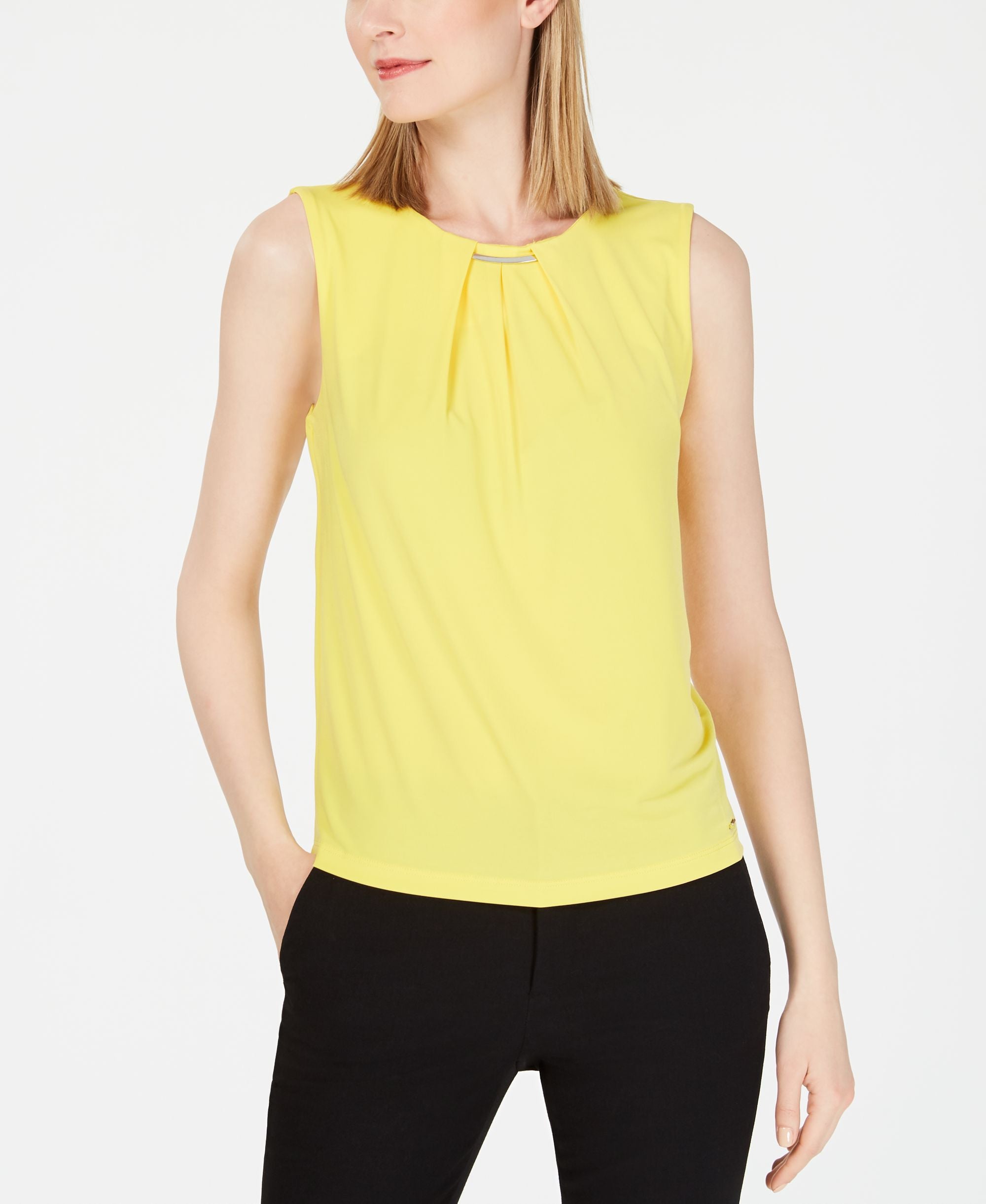 Calvin Klein Pleat Neck Top
