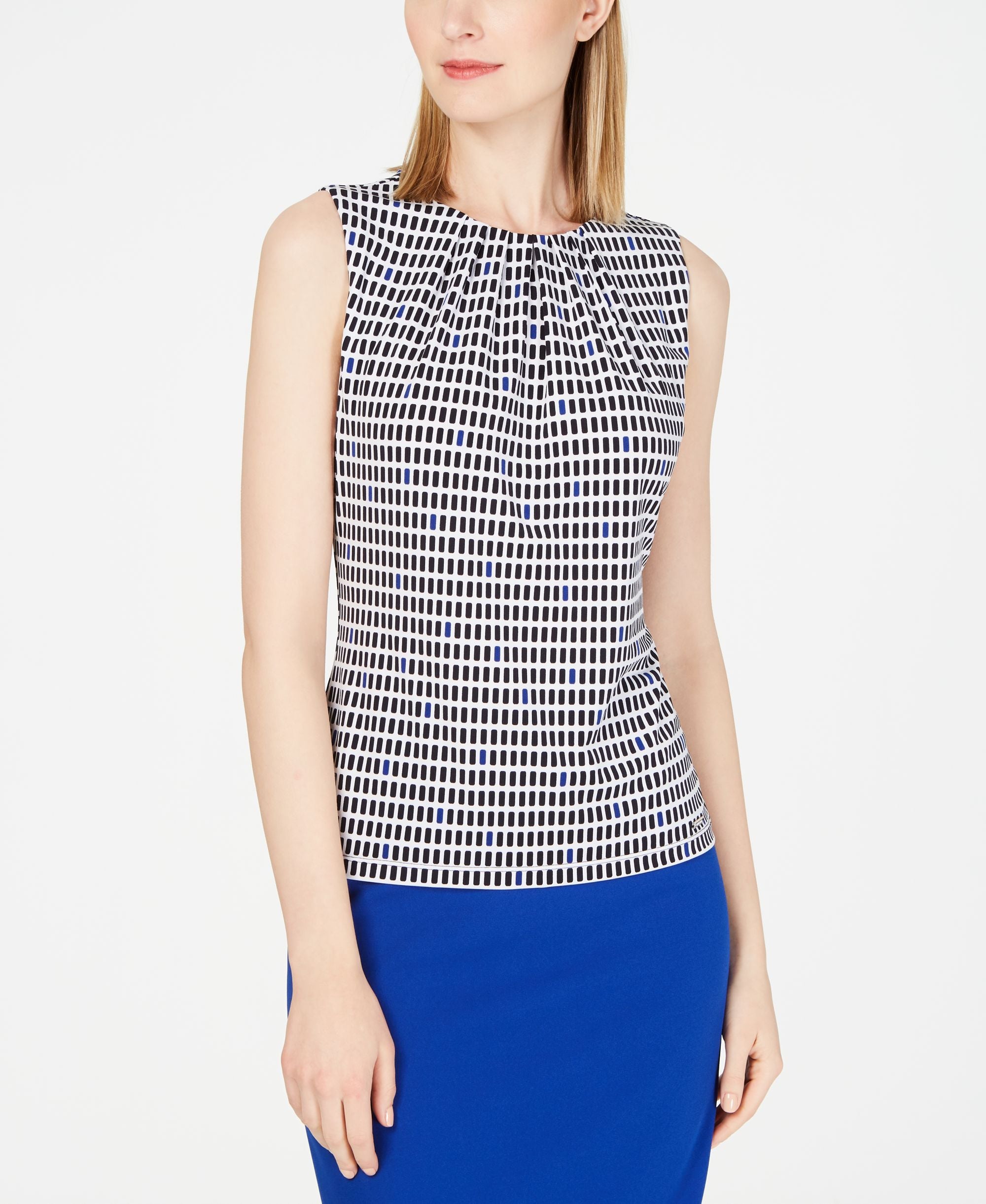 Calvin Klein Pleated Printed Top