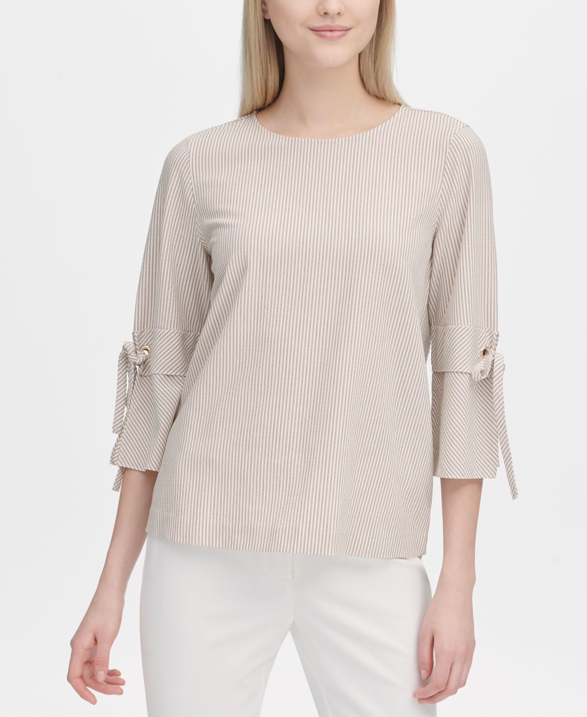 Calvin Klein Striped Tie Sleeve Top