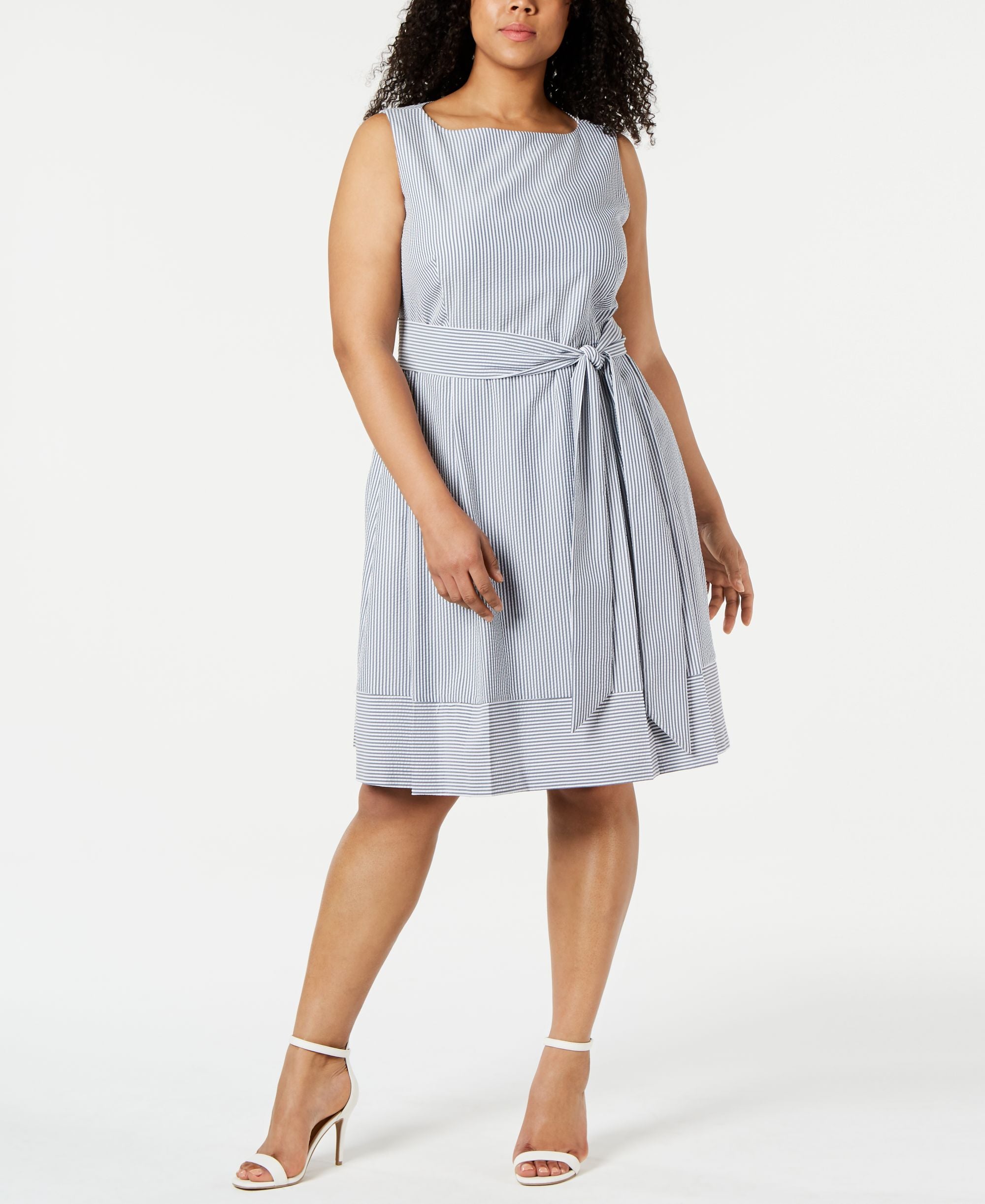 Anne Klein Plus Size Seersucker Fit Flare Dress