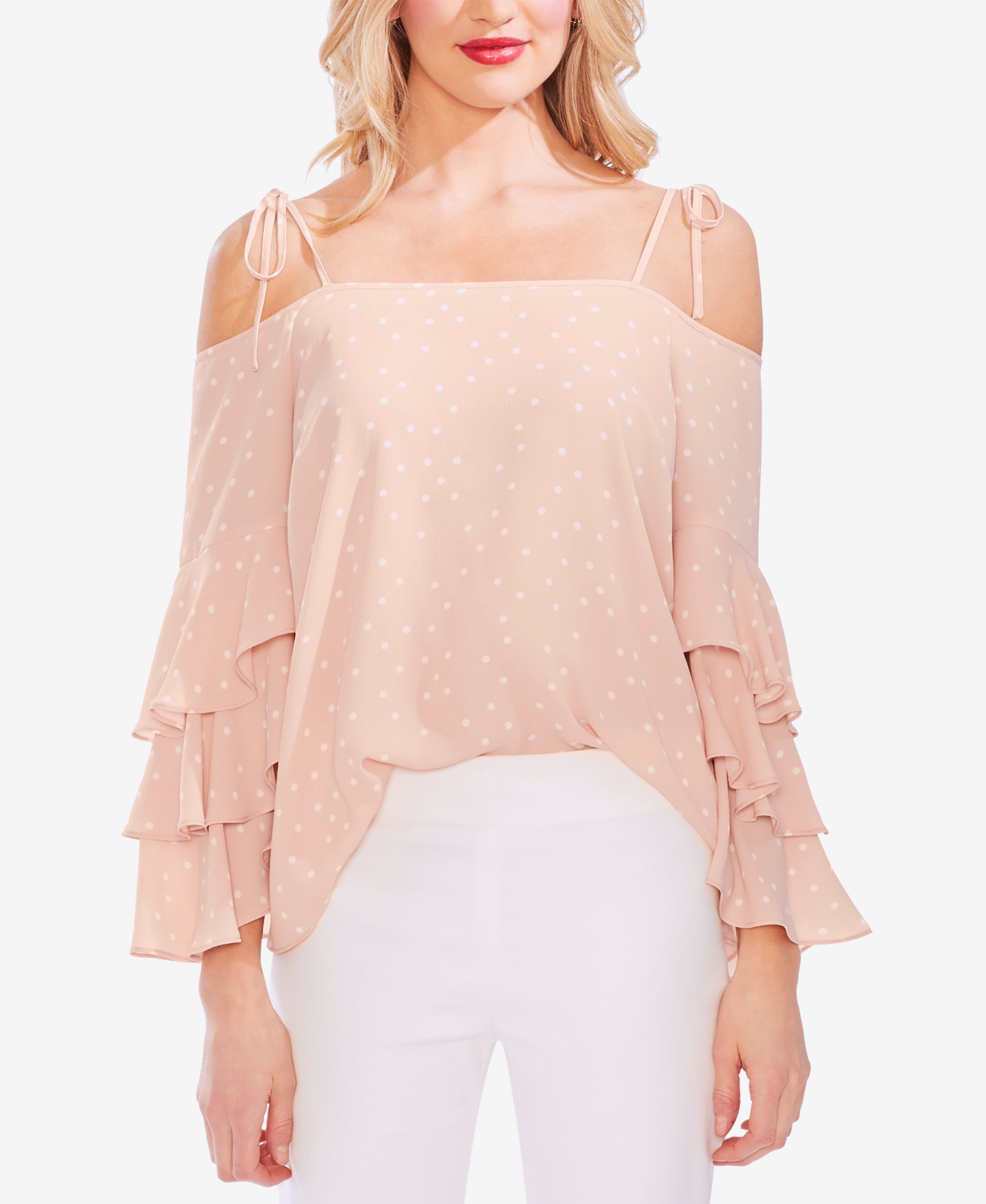 Ruffled Cold-Shoulder Top