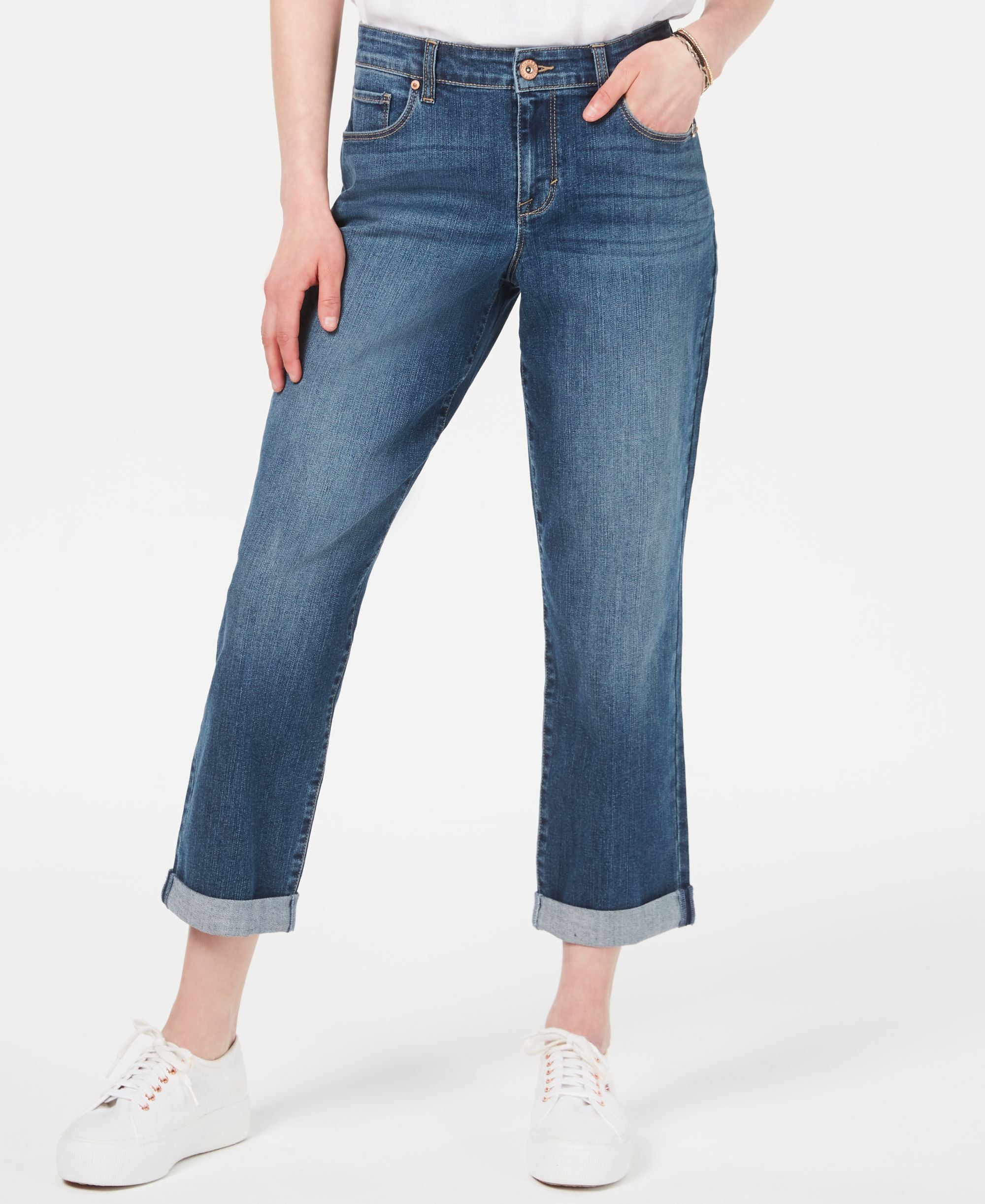 Style & Co Curvy Fit Cuffed Boyfriend Jeans