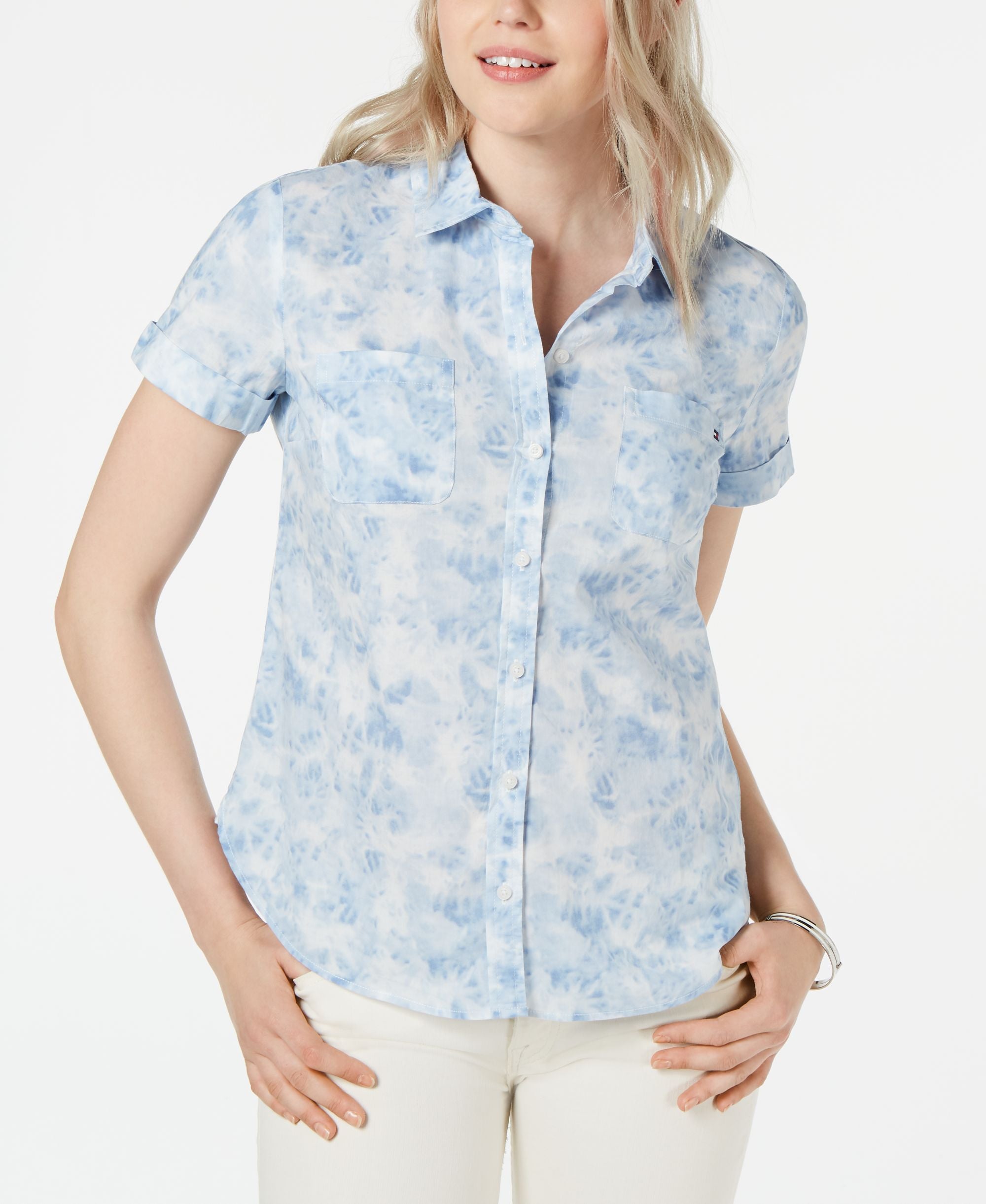 Tommy Hilfiger Cotton Tie Dye Button Up Camp Shirt