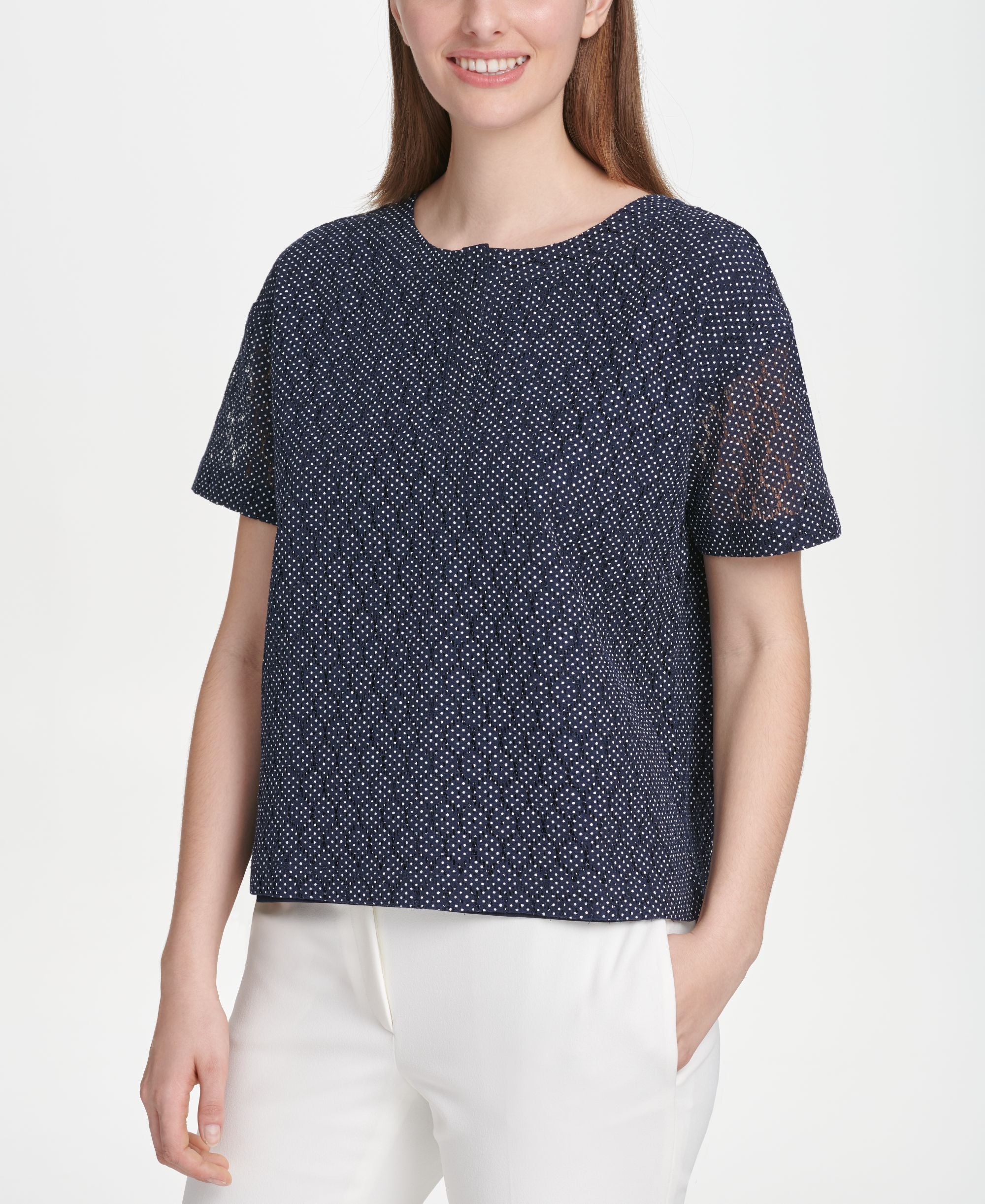 DKNY Pin Dot Lace Top
