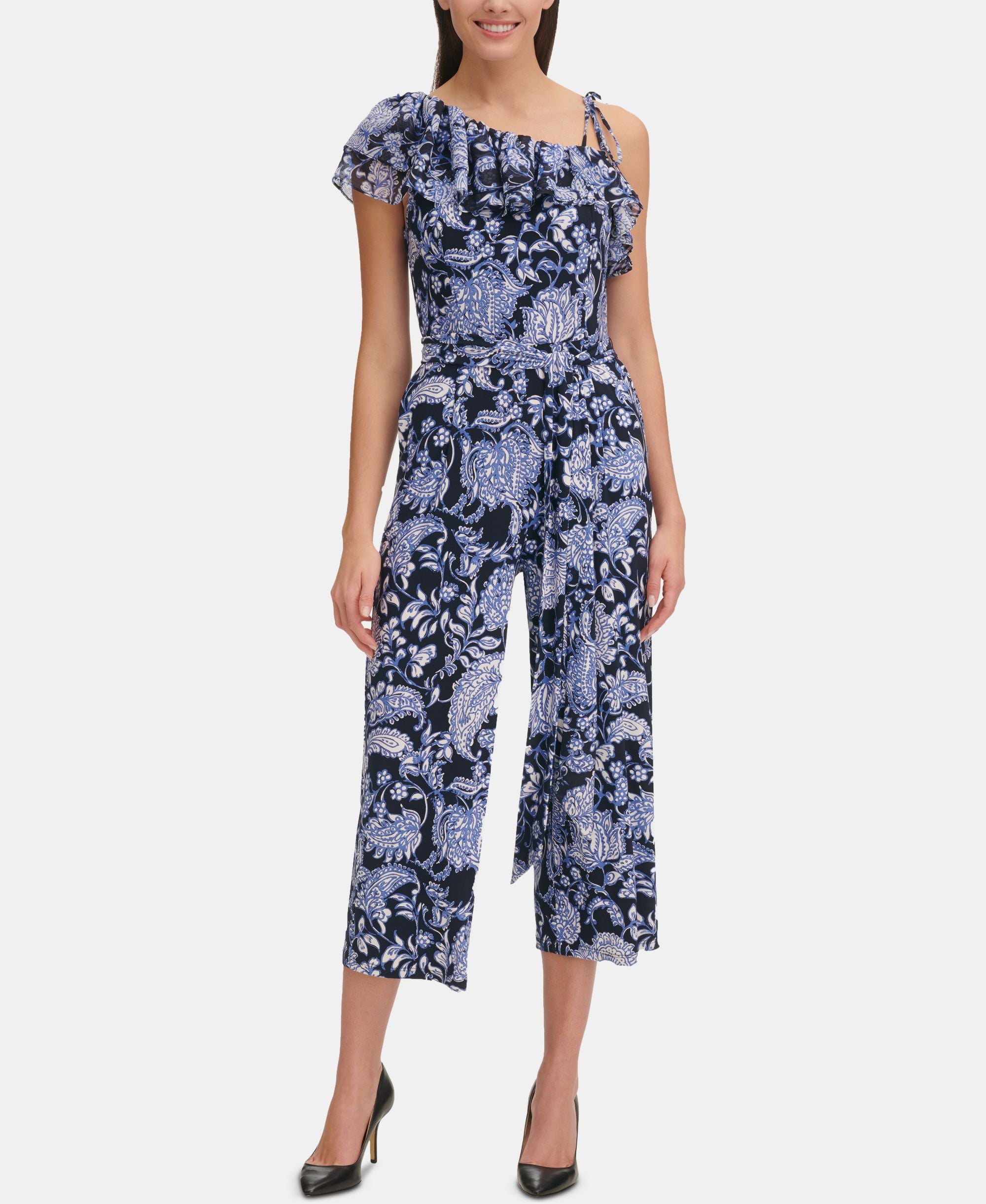 Tommy Hilfiger Paisley Floral One Shoulder Jumpsuit