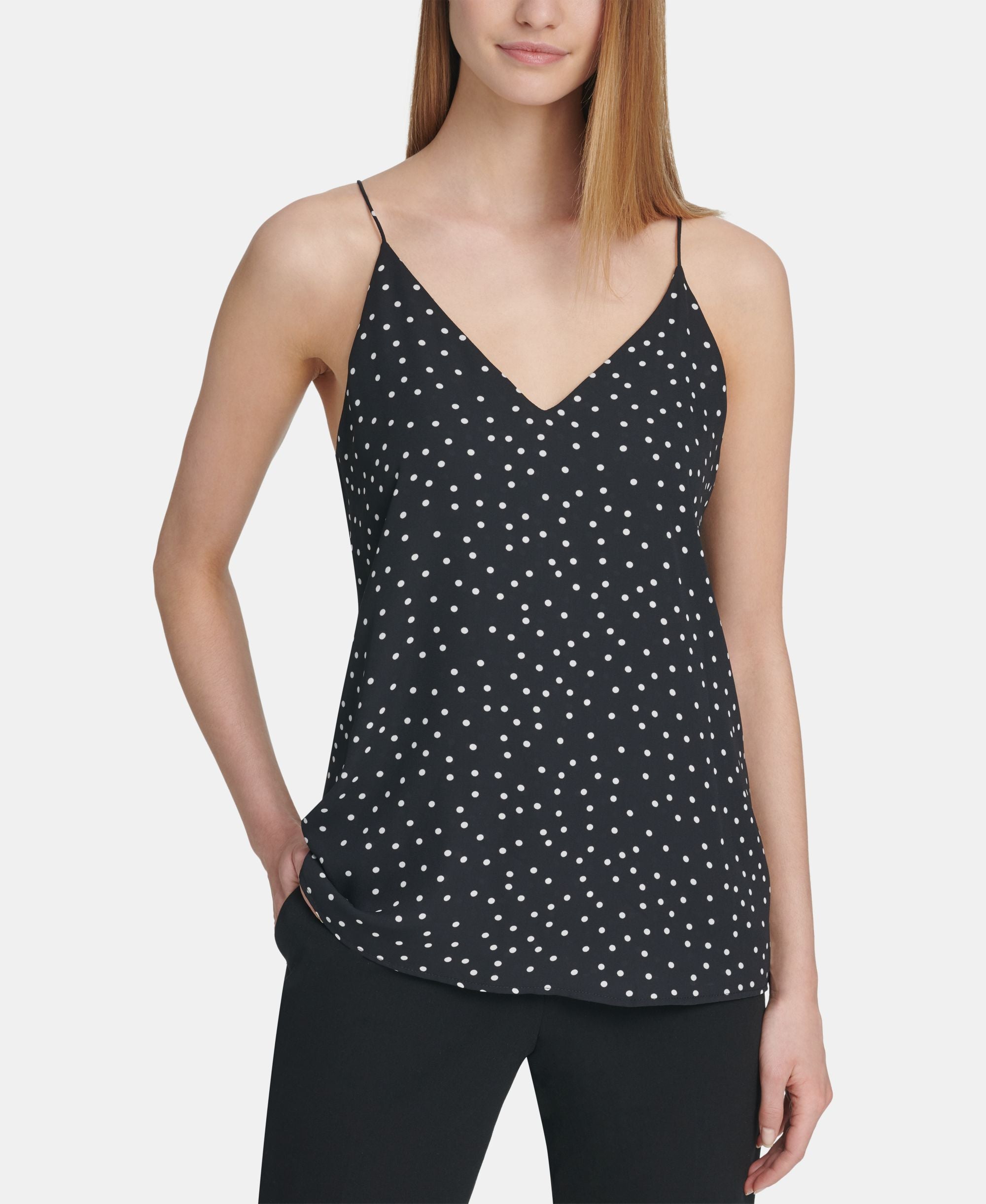 DKNY Petite Dot Print Strappy Top