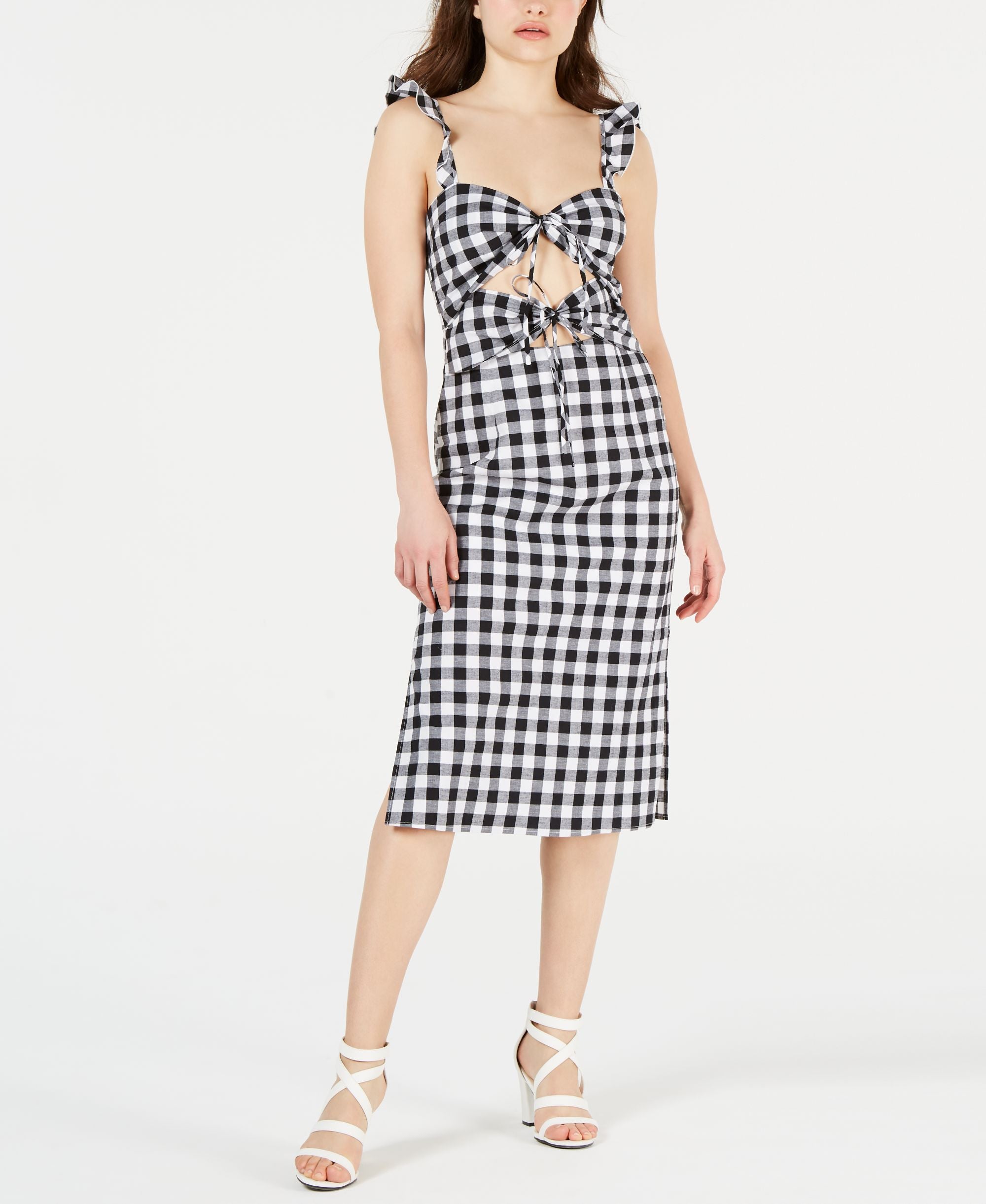 Cutout Gingham Midi Dress