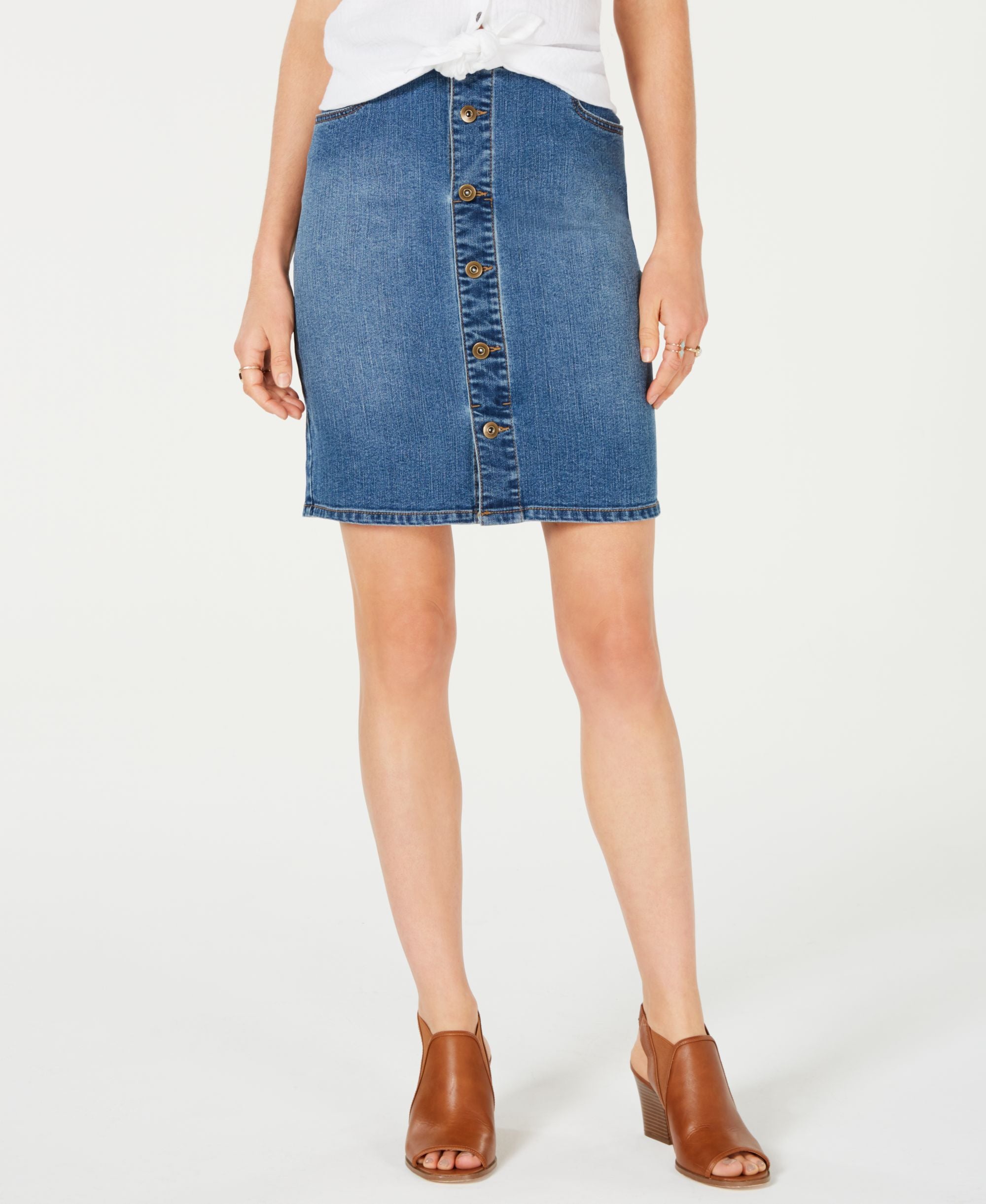 Style & Co Petite Button Down Denim Skirt