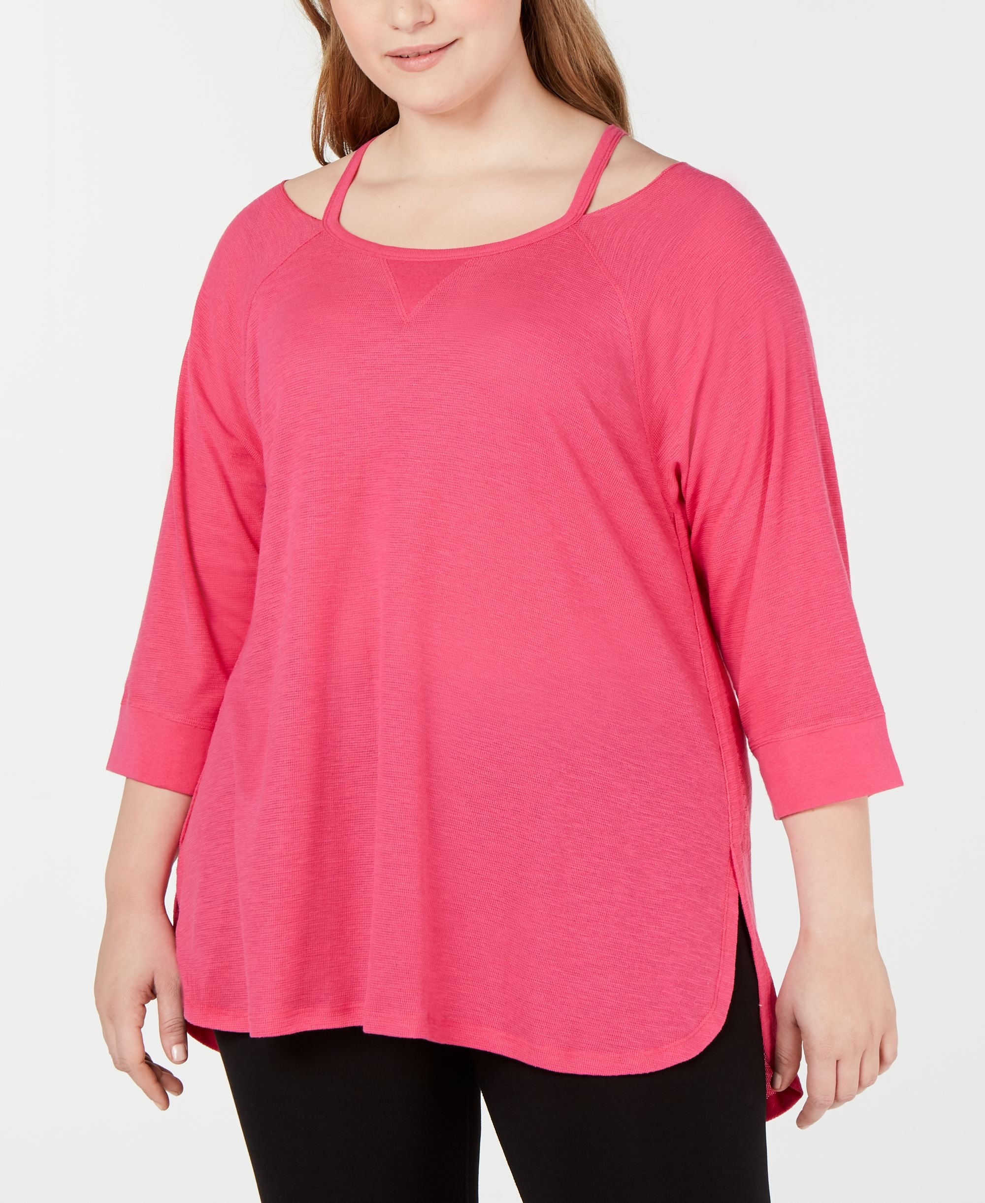 Calvin Klein Performance Plus Size Cutout Neck Top