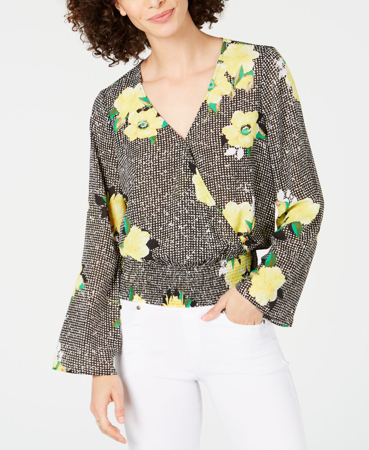 Mixed Print Surplice Top