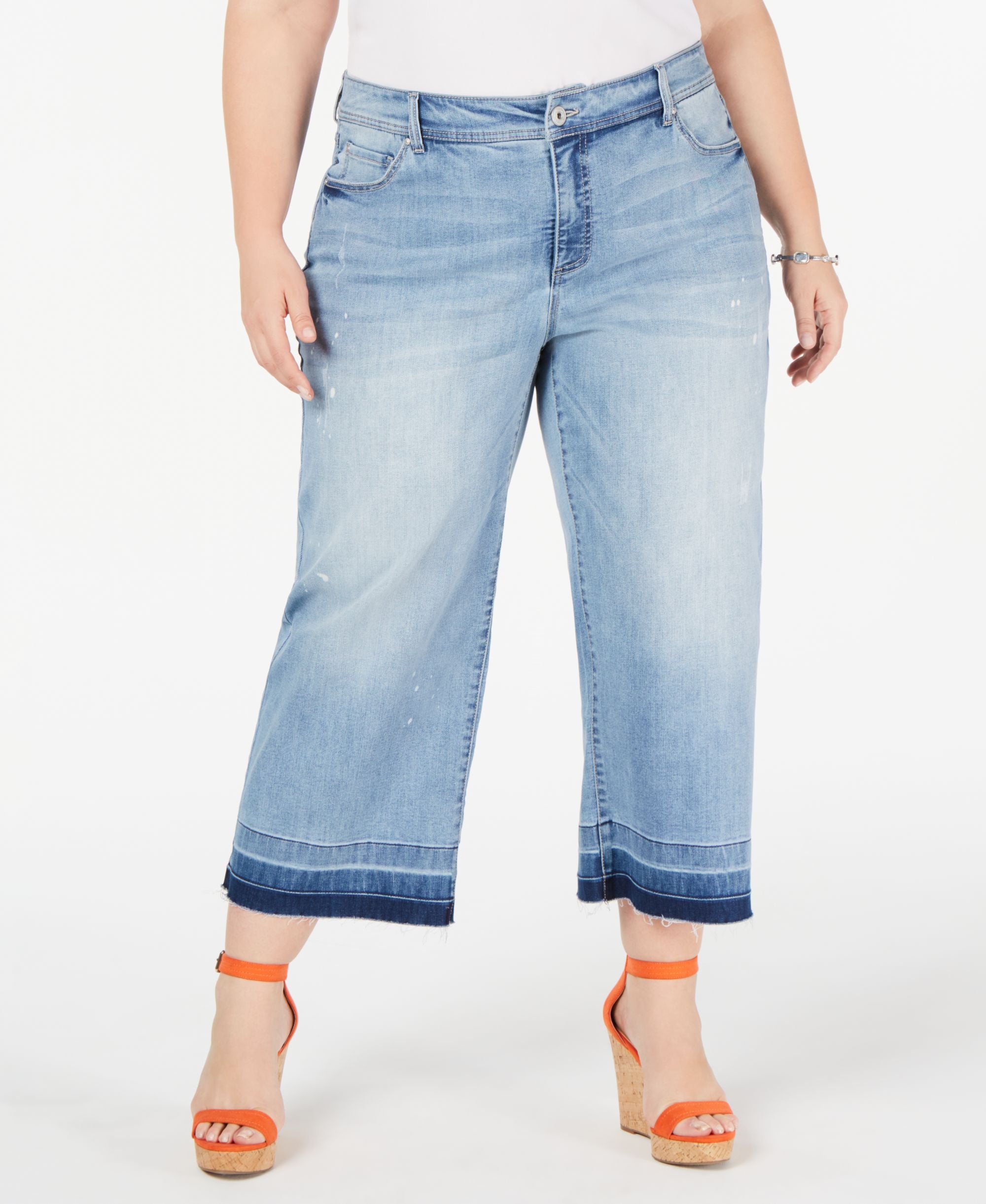 Plus Size Cropped Culotte Jeans