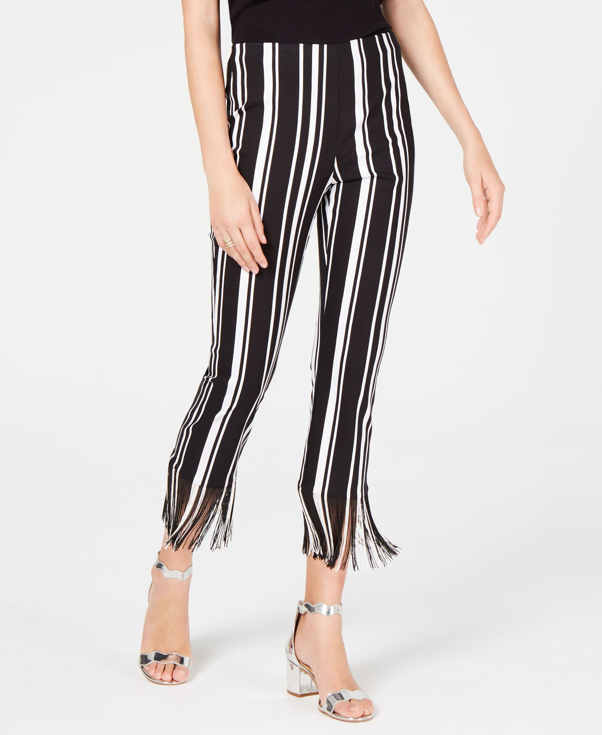INC Fringe-Trim Cropped Skinny Pants