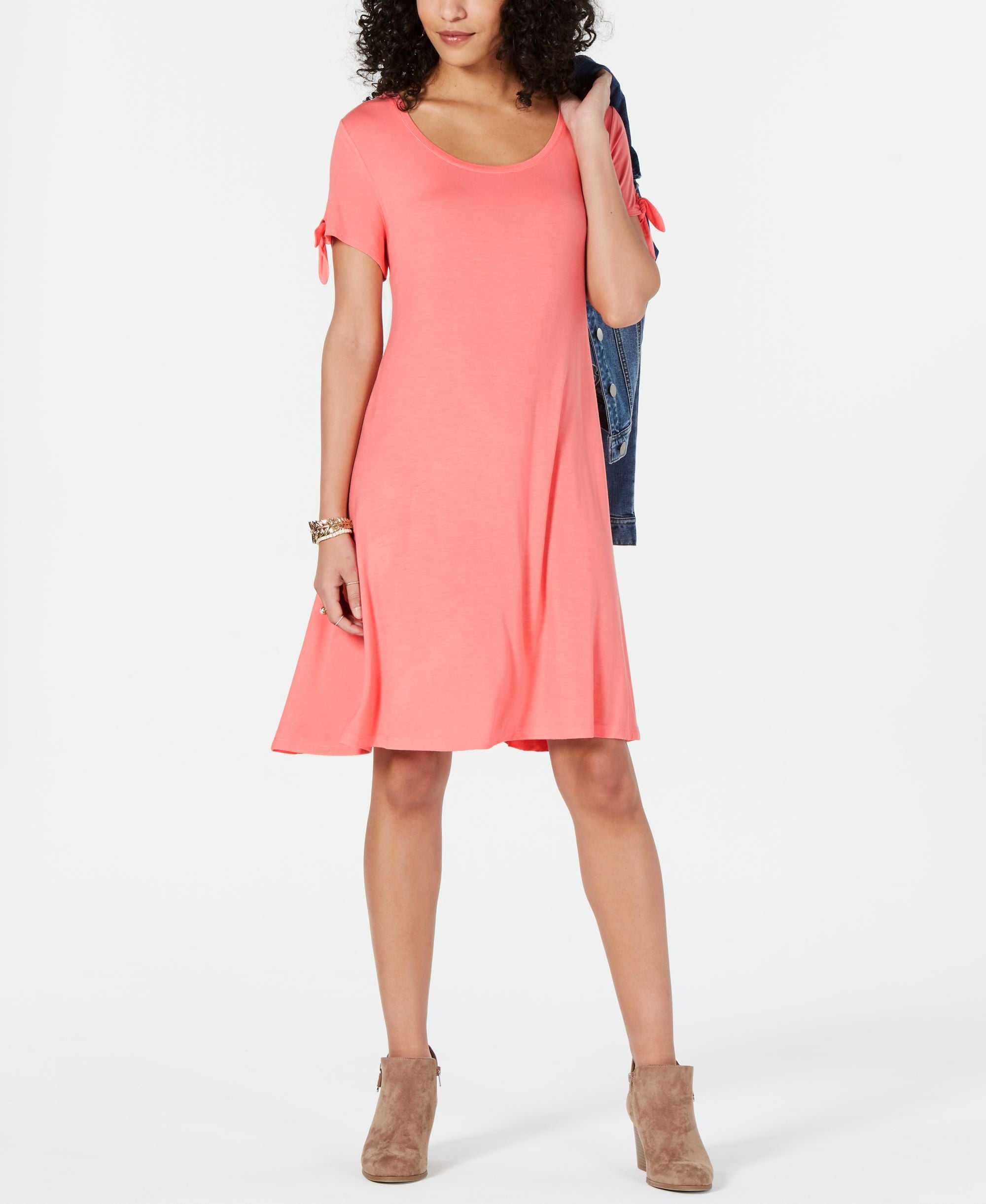 Style & Co Petite Tie Sleeve Swing Dress
