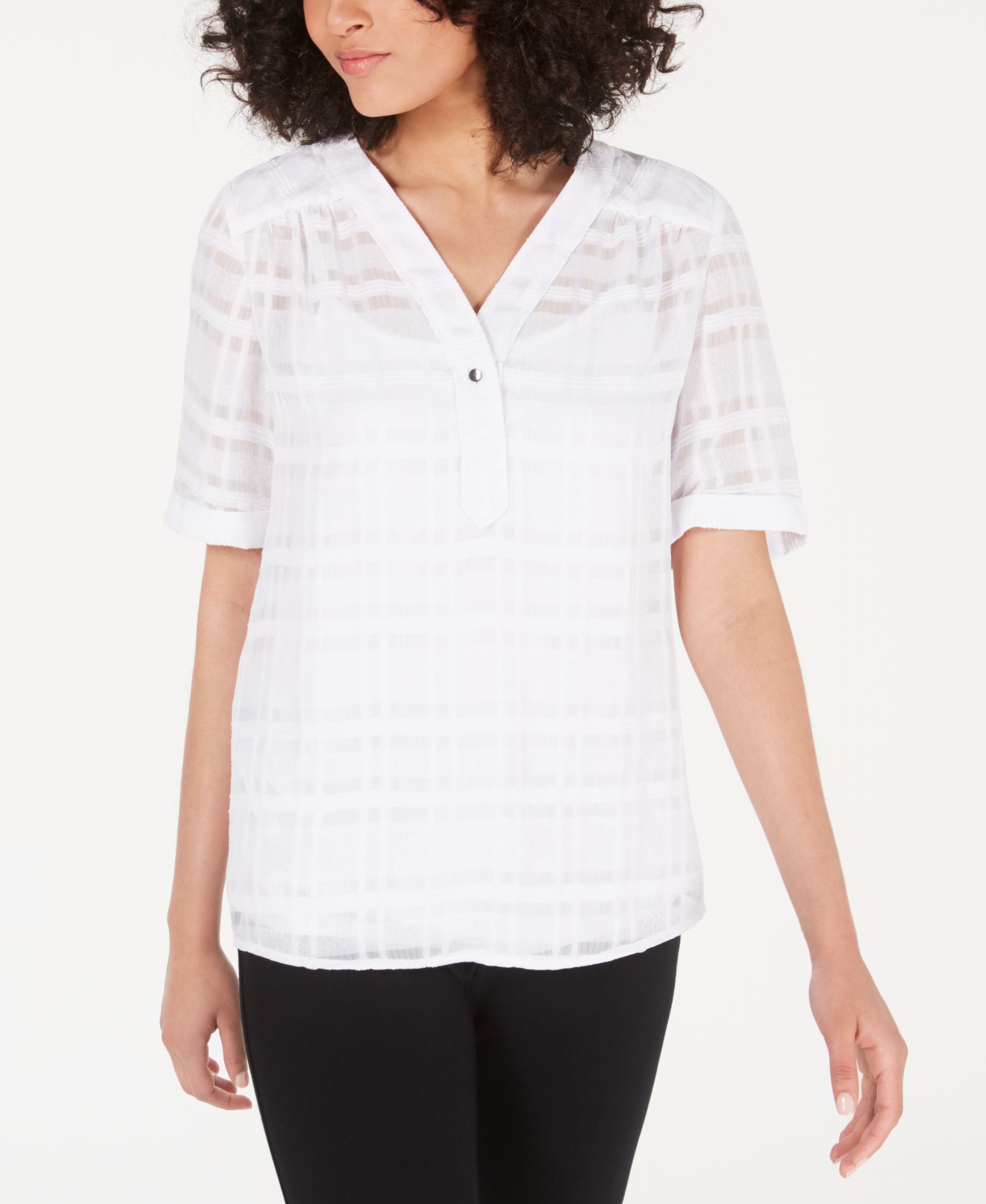 Alfani Plaid Top
