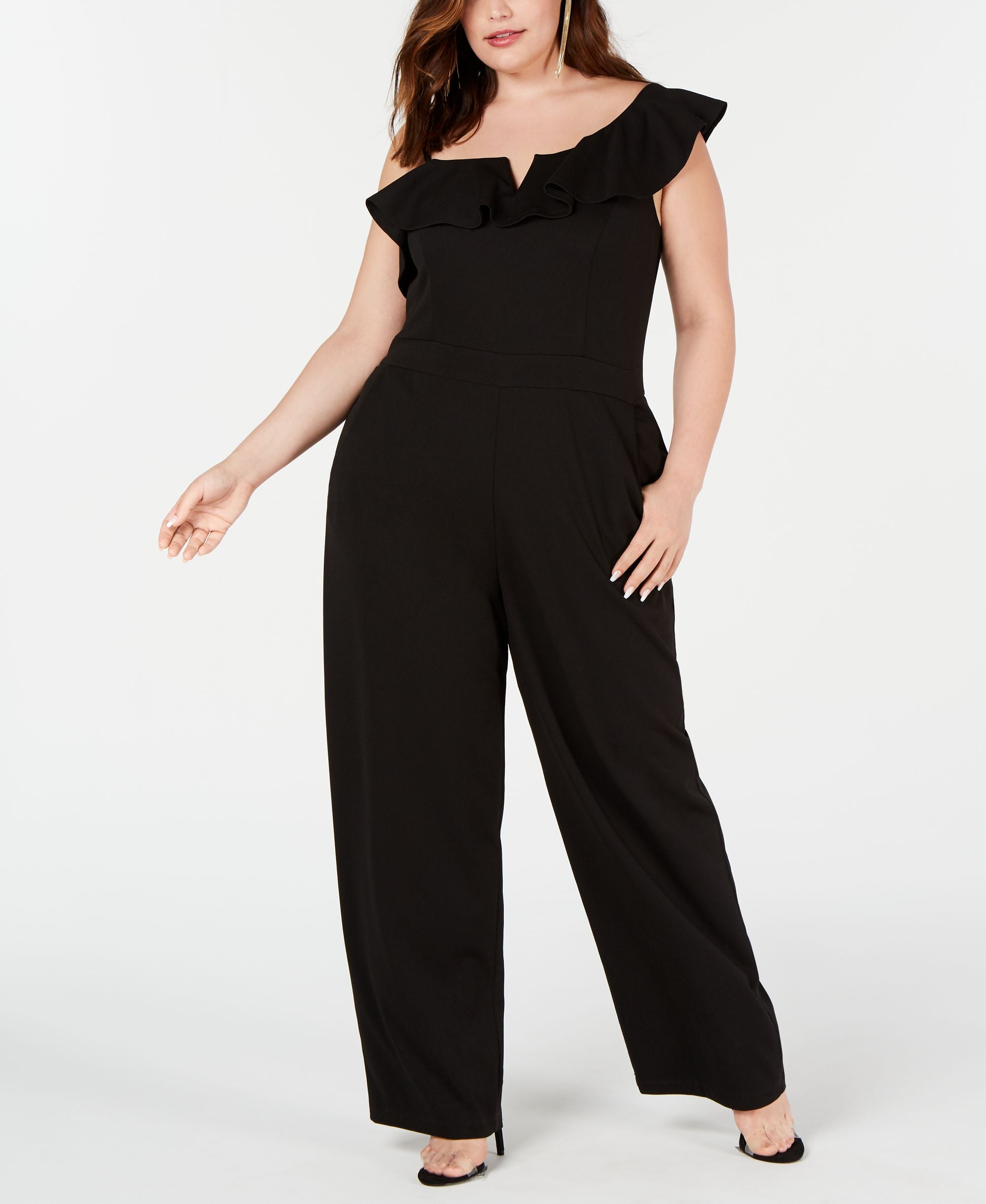 Plus Size One-Shoulder Ruffle Jumpsuit