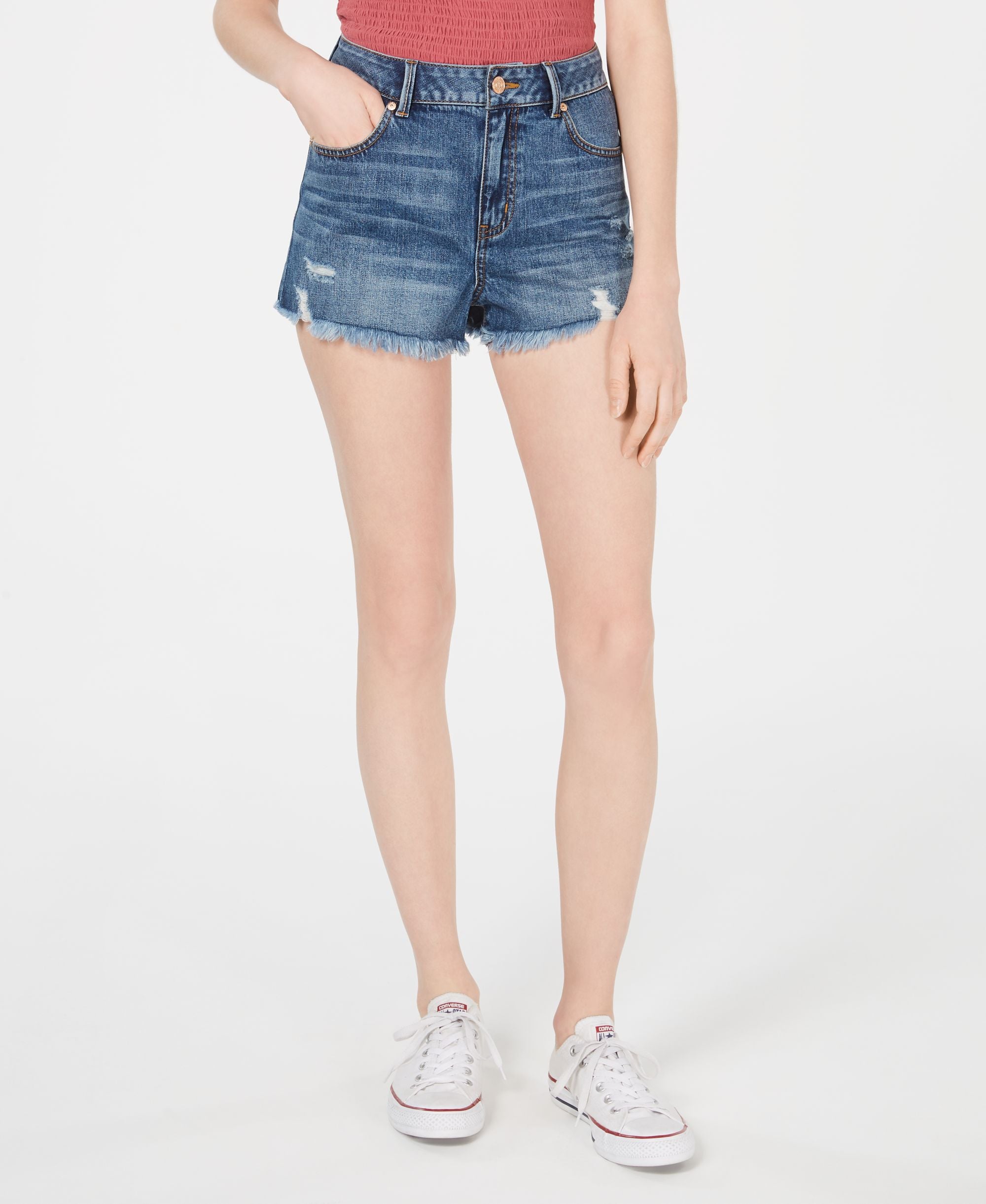Rewash Juniors Ripped Frayed Denim Shorts